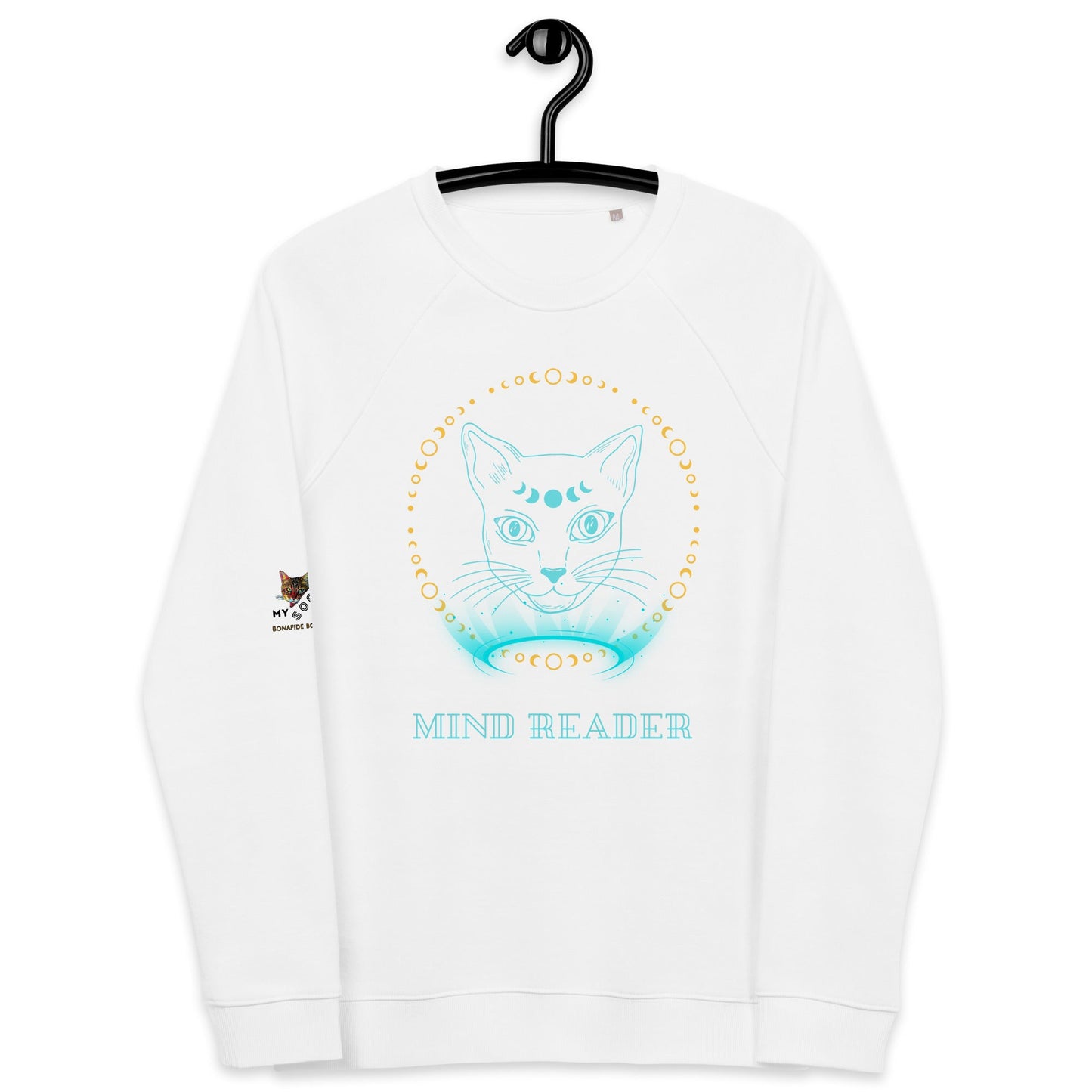 Mind Reader Unisex Organic Plush Sweatshirt - My Social Cat Bonafide Boutique LLCMind Reader Unisex Organic Plush SweatshirtSweatshirtMy Social Cat Bonafide Boutique LLCWhiteXSmindraglan