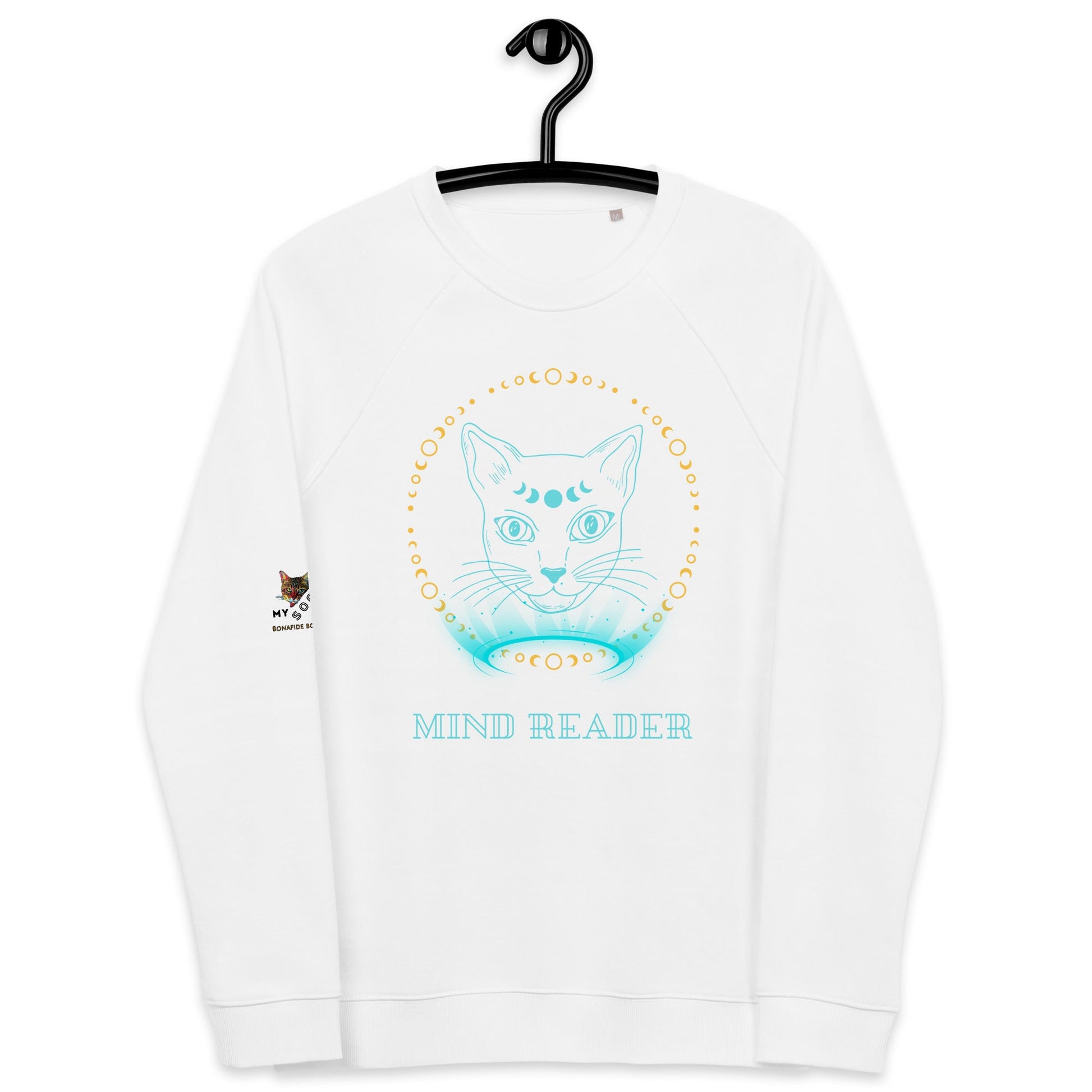 Mind Reader Unisex Organic Plush Sweatshirt - My Social Cat Bonafide Boutique LLCMind Reader Unisex Organic Plush SweatshirtSweatshirtMy Social Cat Bonafide Boutique LLCWhiteXSmindraglan