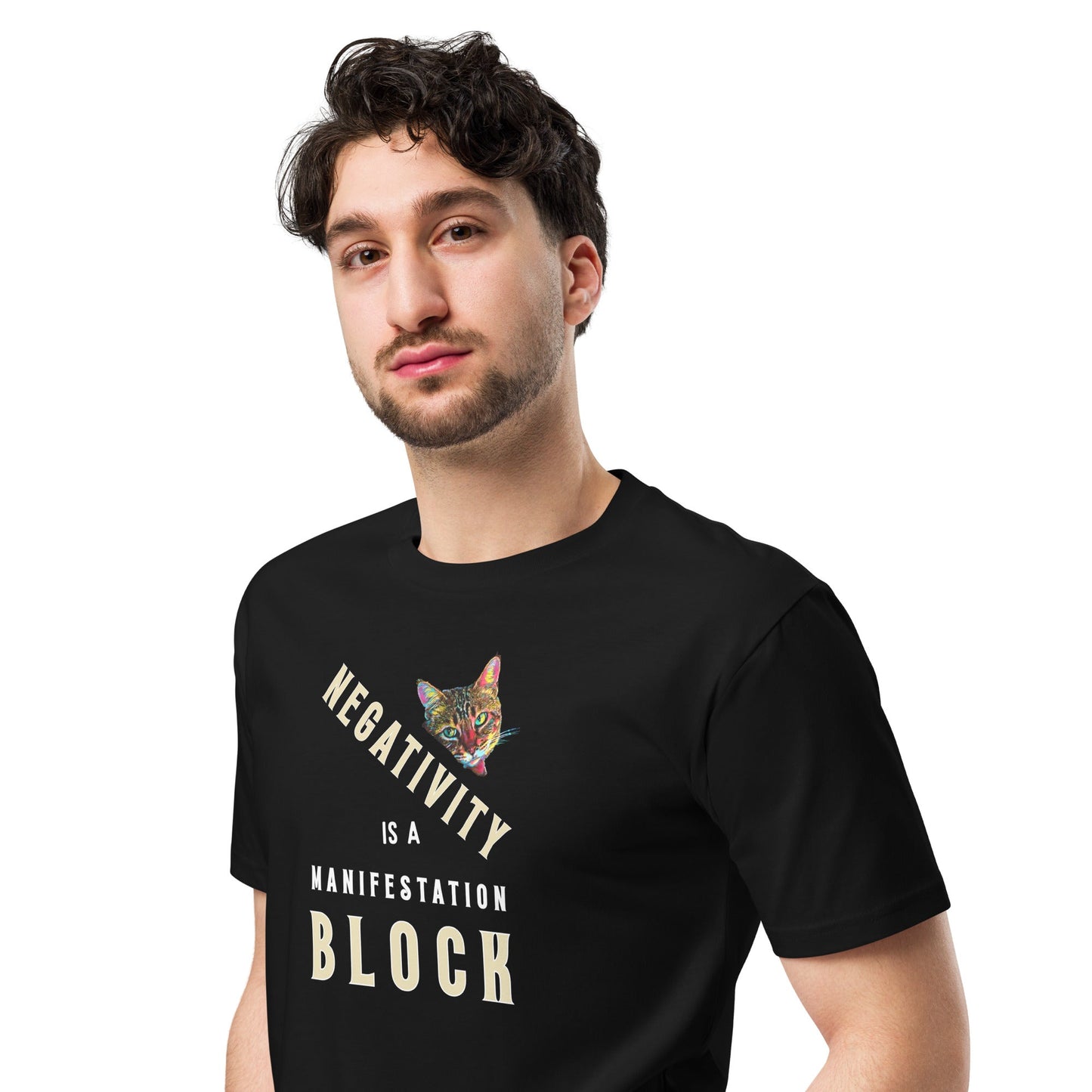 Negativity Block Unisex Premium Tee - My Social Cat Bonafide Boutique LLCNegativity Block Unisex Premium TeeT-shirtMy Social Cat Bonafide Boutique LLCSblockcat