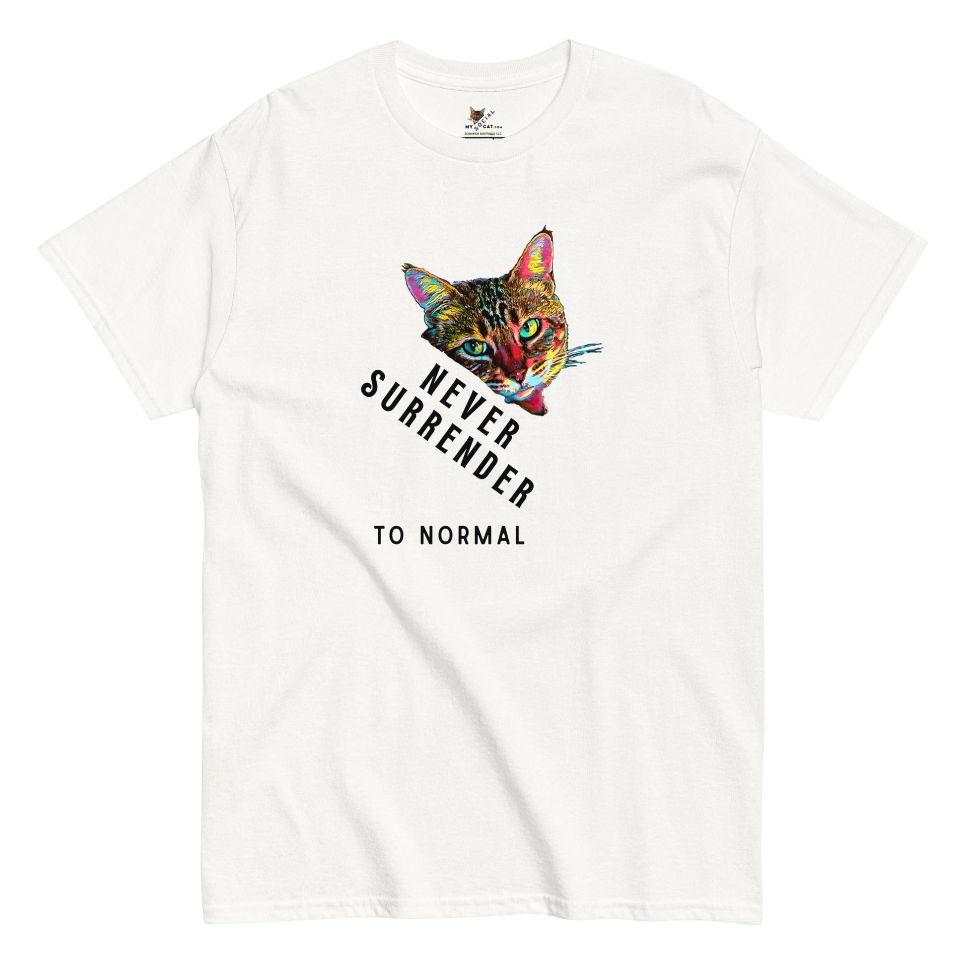 Never Surrender to Normal Unisex Classic Tee - My Social Cat Bonafide Boutique LLCNever Surrender to Normal Unisex Classic TeeT-shirtMy Social Cat Bonafide Boutique LLCWhiteScatnever