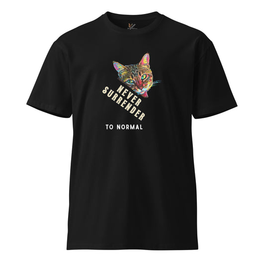 Never Surrender to Normal Unisex Premium Tee - My Social Cat Bonafide Boutique LLCNever Surrender to Normal Unisex Premium TeeT-shirtMy Social Cat Bonafide Boutique LLCScatnever