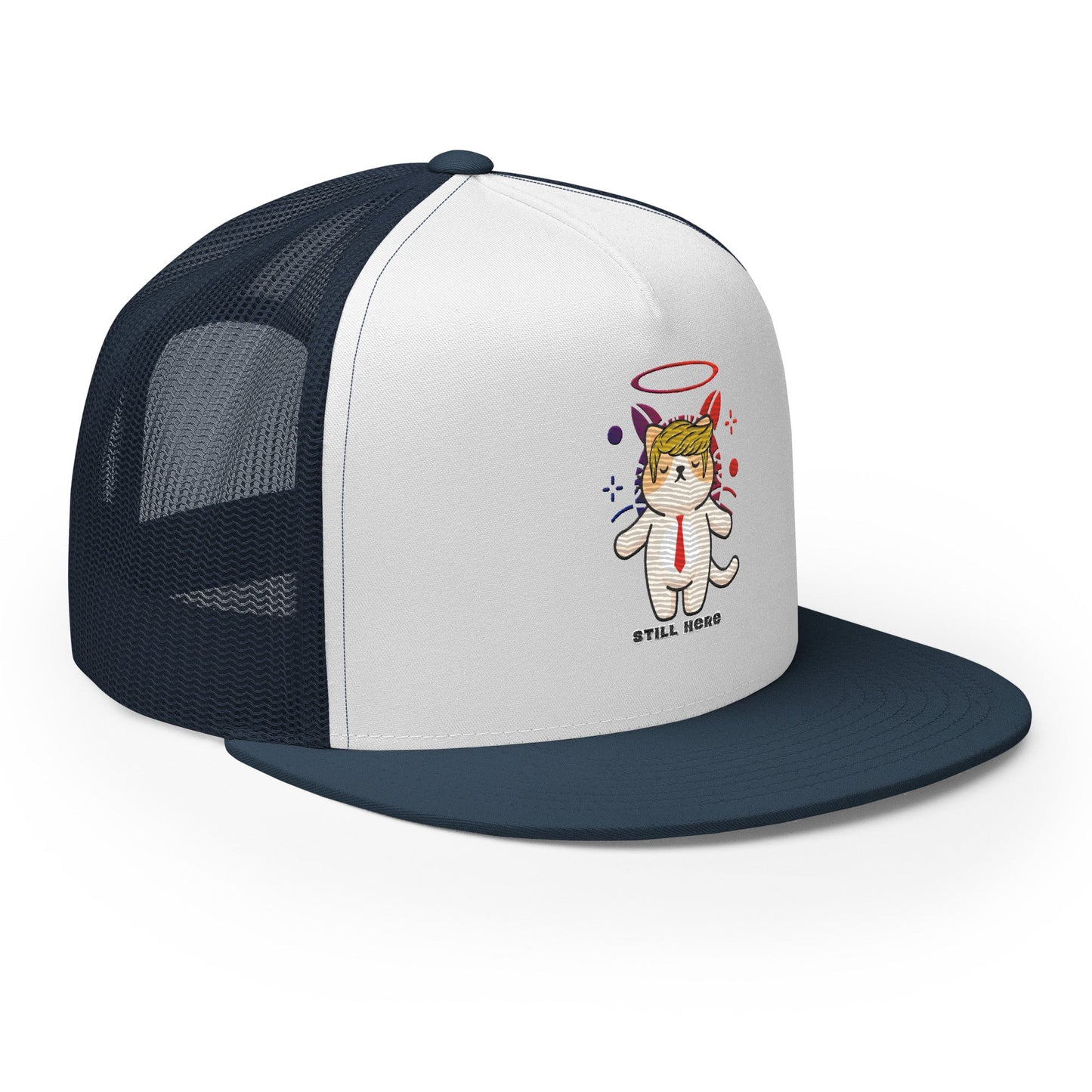New!! Still Here Embroidered Trucker Cap - My Social Cat Bonafide Boutique LLCNew!! Still Here Embroidered Trucker CapHatMy Social Cat Bonafide Boutique LLCNavy/ White/ Navycaphat
