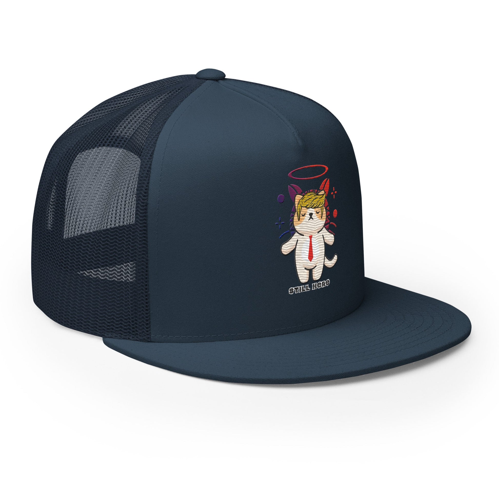 New!! Still Here Embroidered Trucker Cap - My Social Cat Bonafide Boutique LLCNew!! Still Here Embroidered Trucker CapHatMy Social Cat Bonafide Boutique LLCNavycaphat