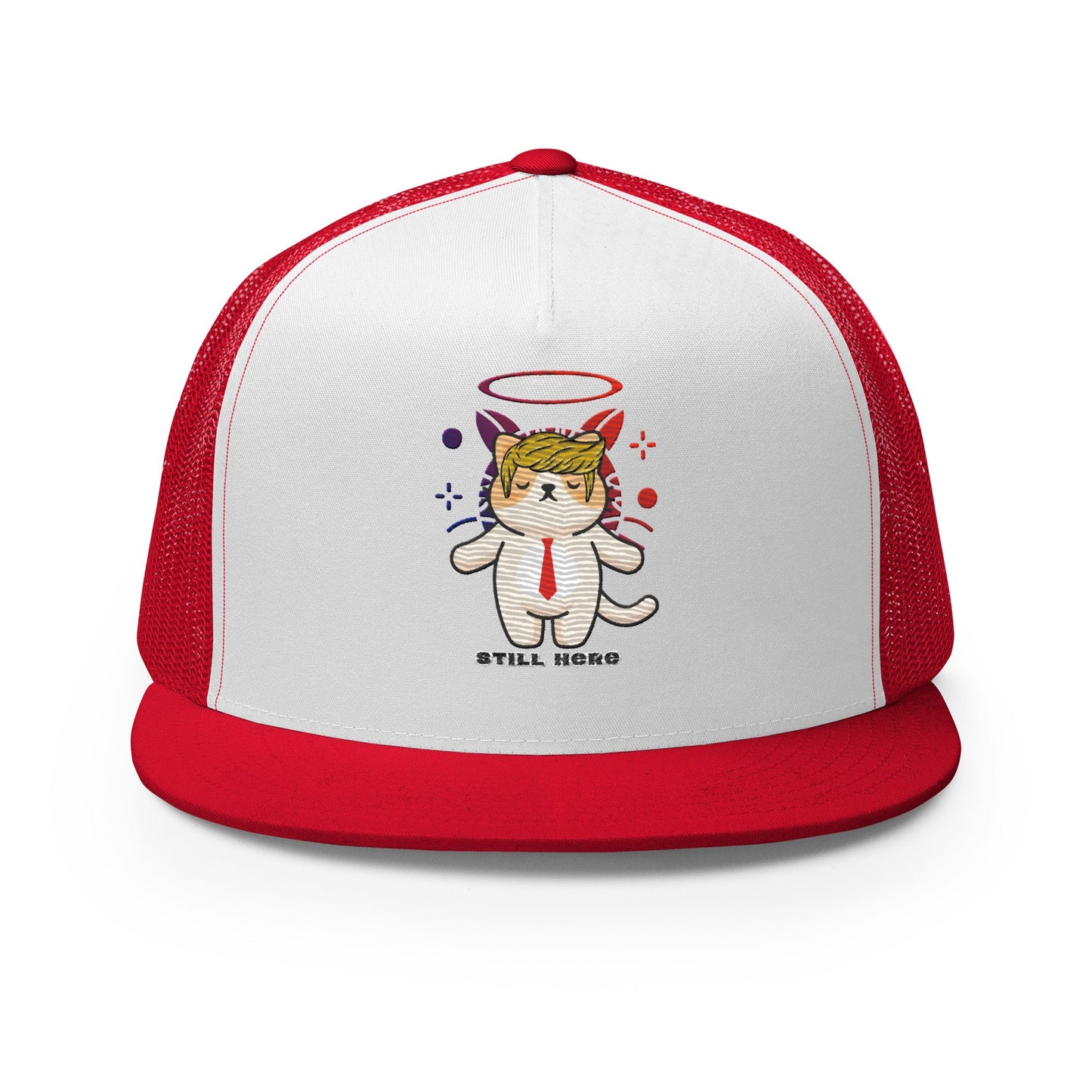 New!! Still Here Embroidered Trucker Cap - My Social Cat Bonafide Boutique LLCNew!! Still Here Embroidered Trucker CapHatMy Social Cat Bonafide Boutique LLCRed/ White/ Redcaphat