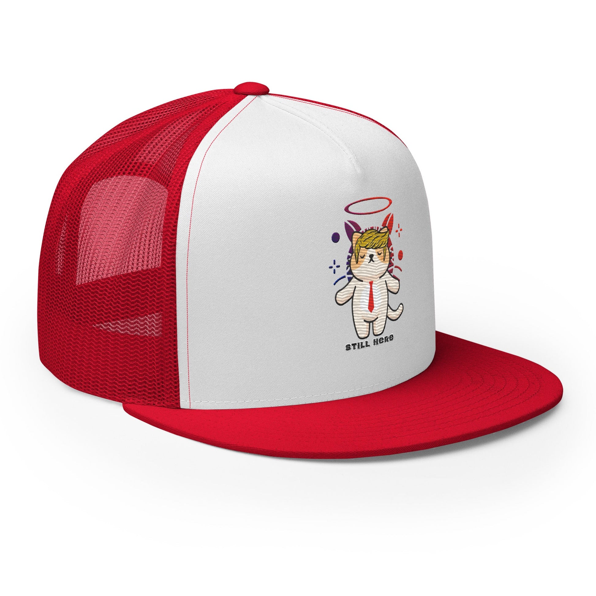 New!! Still Here Embroidered Trucker Cap - My Social Cat Bonafide Boutique LLCNew!! Still Here Embroidered Trucker CapHatMy Social Cat Bonafide Boutique LLCRed/ White/ Redcaphat