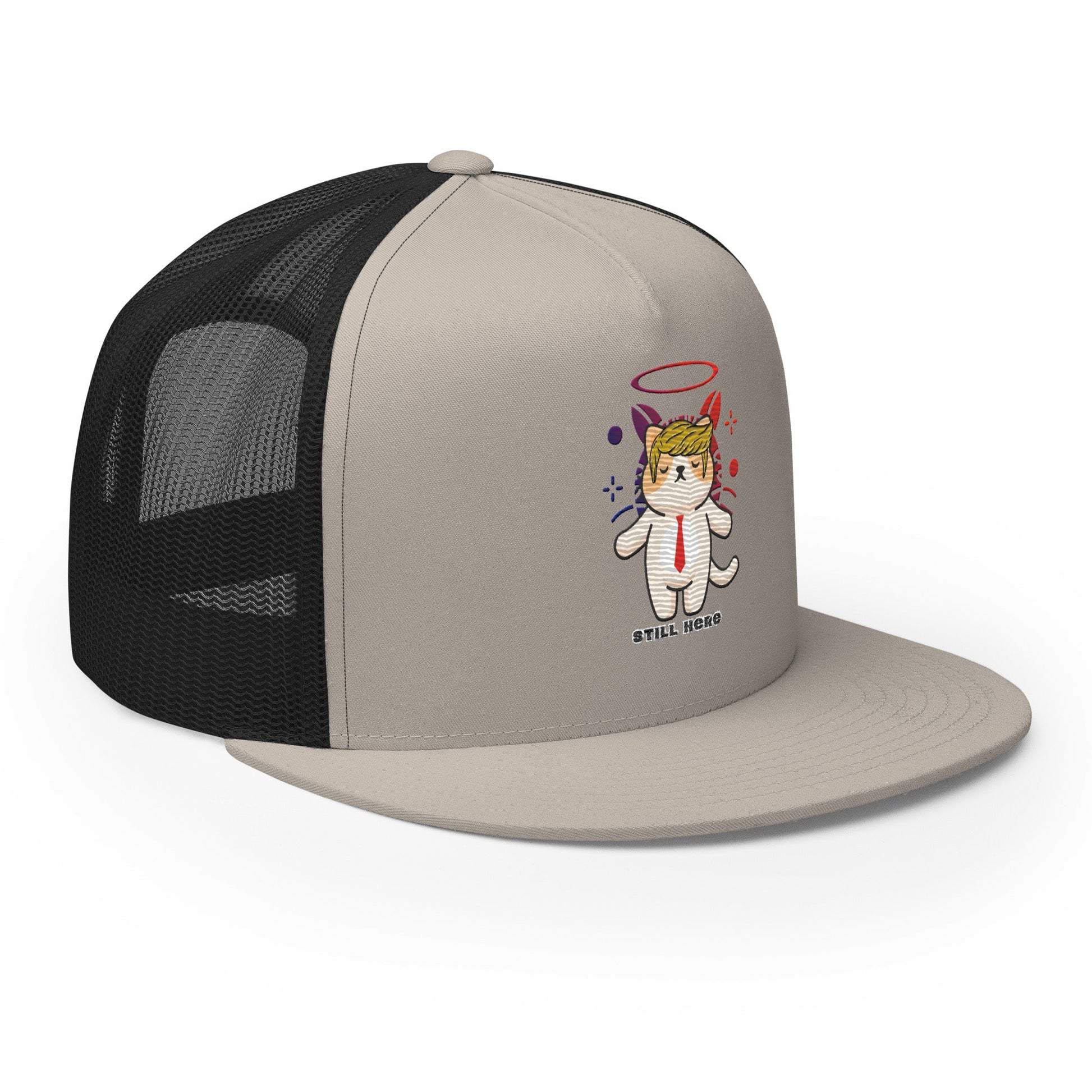 New!! Still Here Embroidered Trucker Cap - My Social Cat Bonafide Boutique LLCNew!! Still Here Embroidered Trucker CapHatMy Social Cat Bonafide Boutique LLCSilver/ Blackcaphat