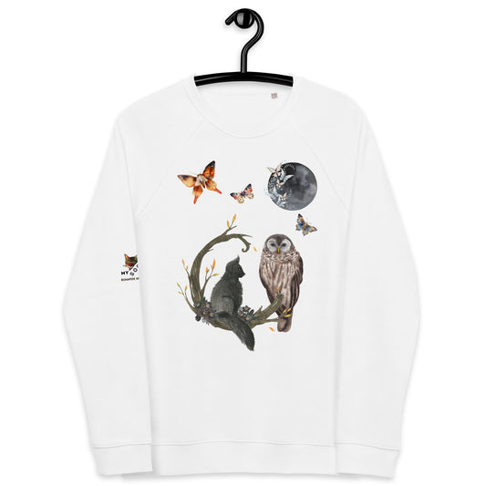 Night Owl Unisex Organic Sweatshirt - My Social Cat Bonafide Boutique LLCNight Owl Unisex Organic SweatshirtMy Social Cat Bonafide Boutique LLCXSmoonnight