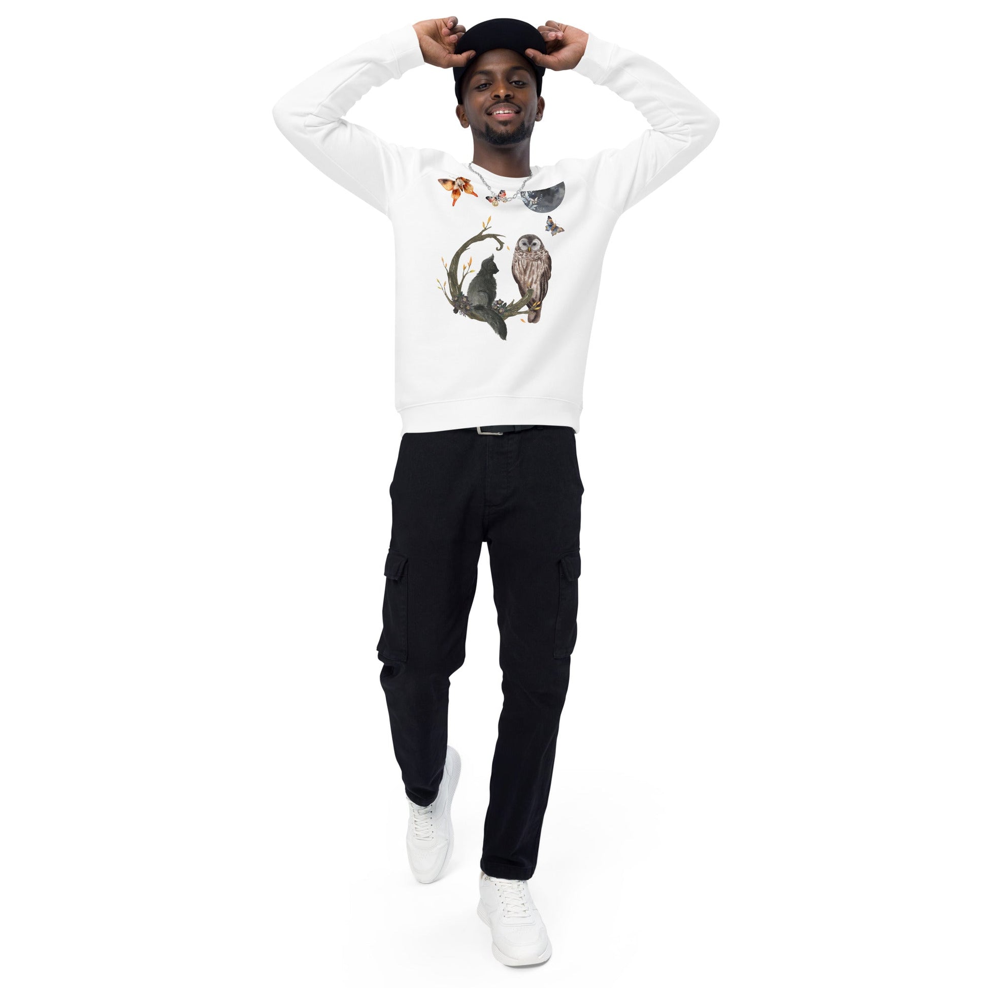 Night Owl Unisex Organic Sweatshirt - My Social Cat Bonafide Boutique LLCNight Owl Unisex Organic SweatshirtSweatshirtMy Social Cat Bonafide Boutique LLCXSmoonnight