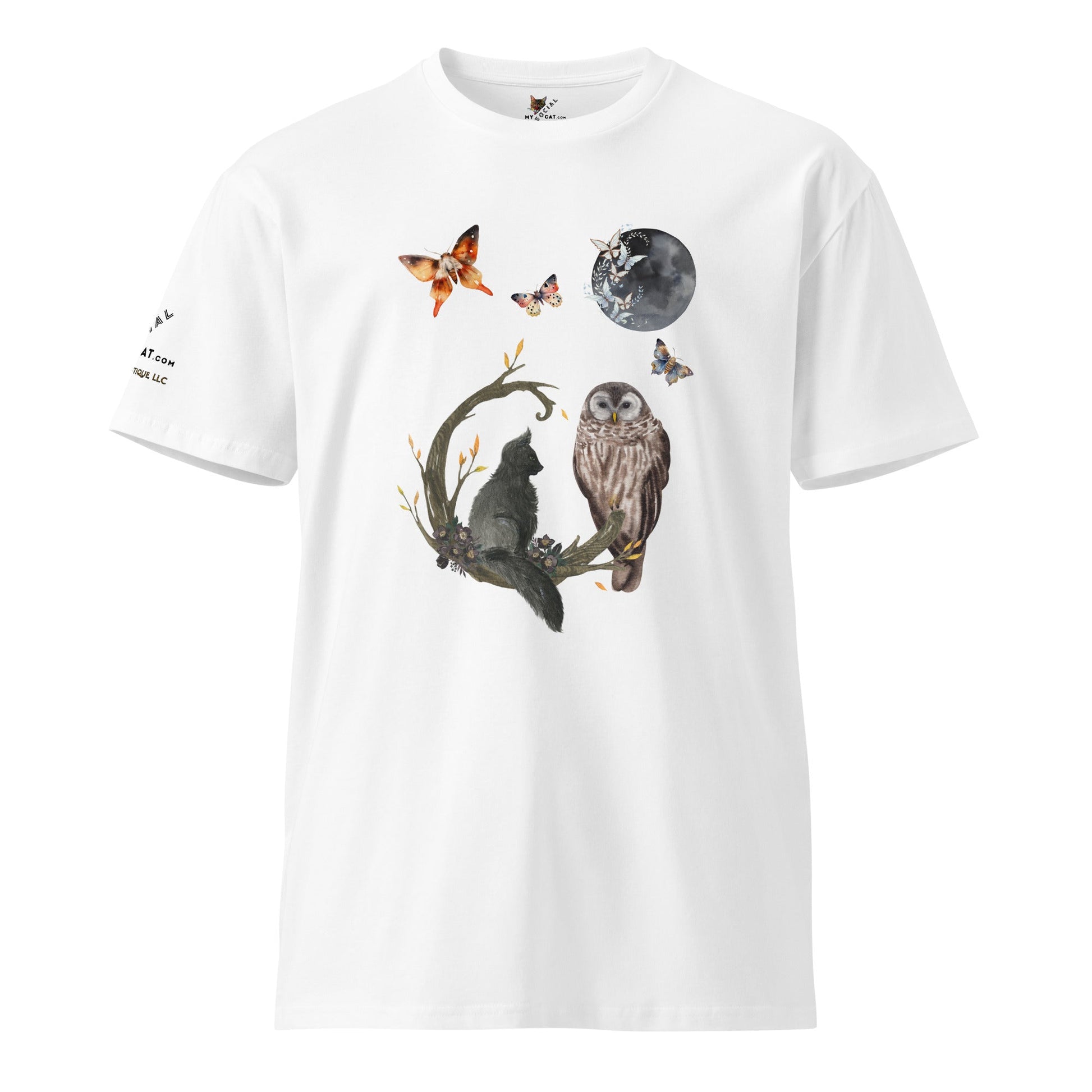 Night Owl Unisex Premium Tee - My Social Cat Bonafide Boutique LLCNight Owl Unisex Premium TeeT-shirtMy Social Cat Bonafide Boutique LLCWhiteSnightowl