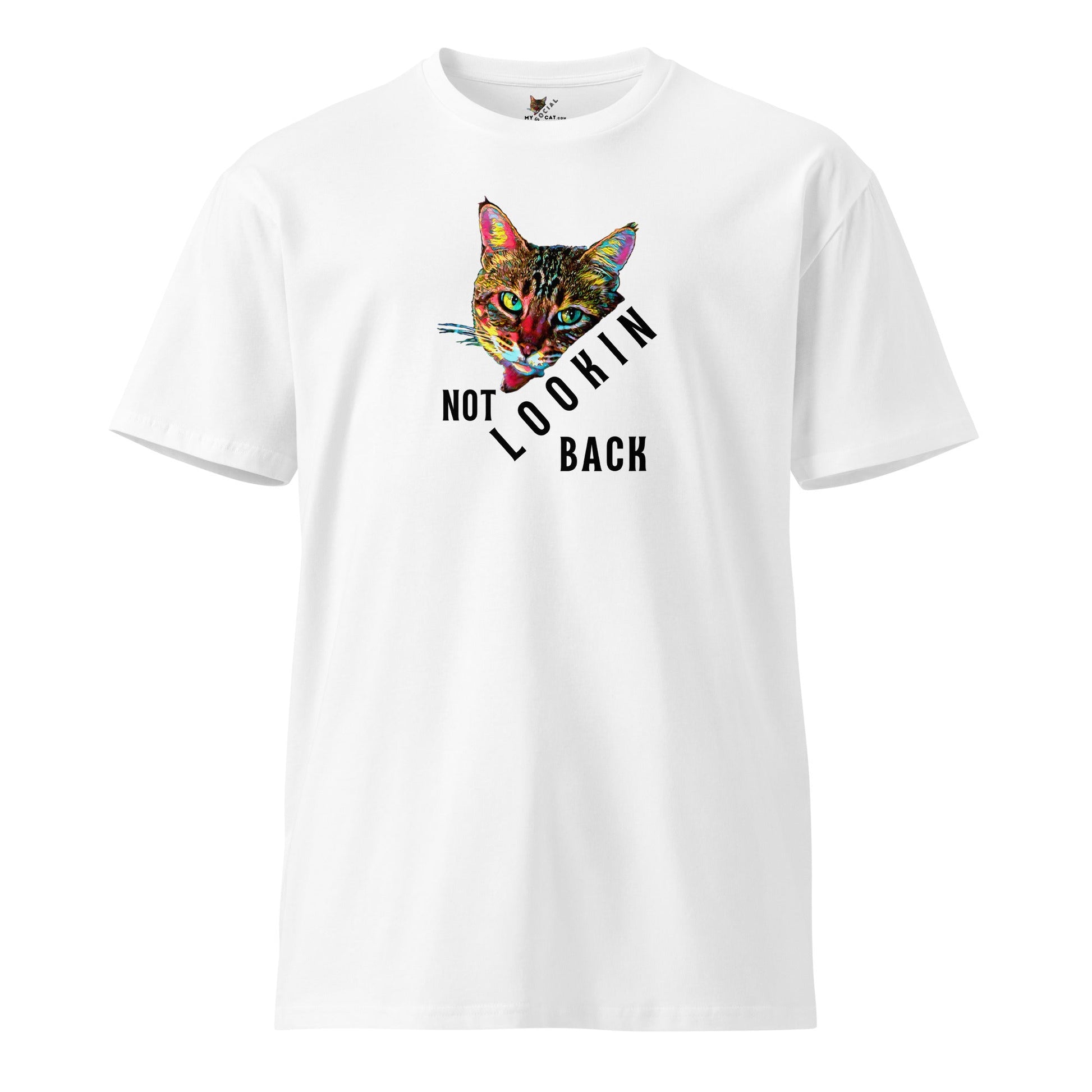 Not Lookin Back Unisex Premium Tee - My Social Cat Bonafide Boutique LLCNot Lookin Back Unisex Premium TeeT-shirtMy Social Cat Bonafide Boutique LLCWhiteSbackcat