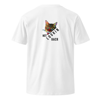 Not Lookin Back Unisex Premium Tee - My Social Cat Bonafide Boutique LLCNot Lookin Back Unisex Premium TeeT-shirtMy Social Cat Bonafide Boutique LLCWhiteSbackcat