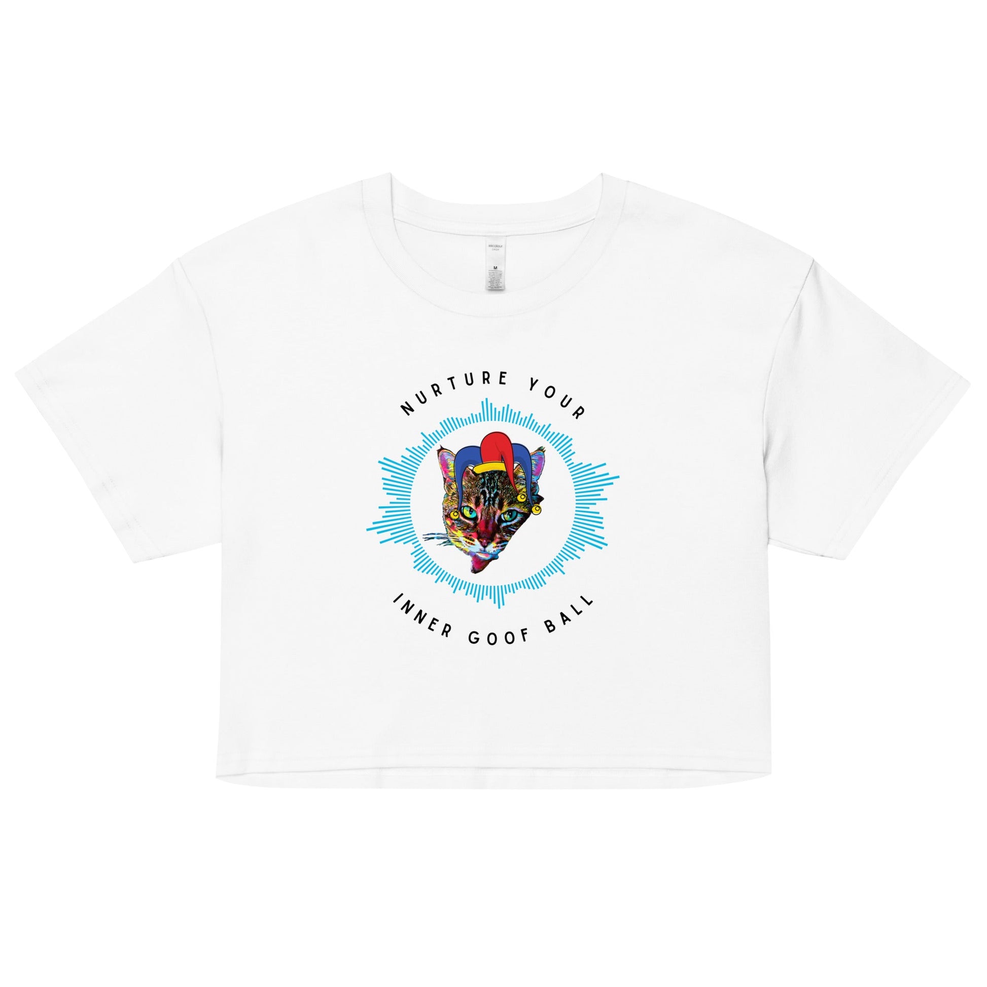 Nurture Your Inner Goof Ball Women’s Crop Top - My Social Cat Bonafide Boutique LLCNurture Your Inner Goof Ball Women’s Crop Topcrop topMy Social Cat Bonafide Boutique LLCWhiteXSball shirtcrop