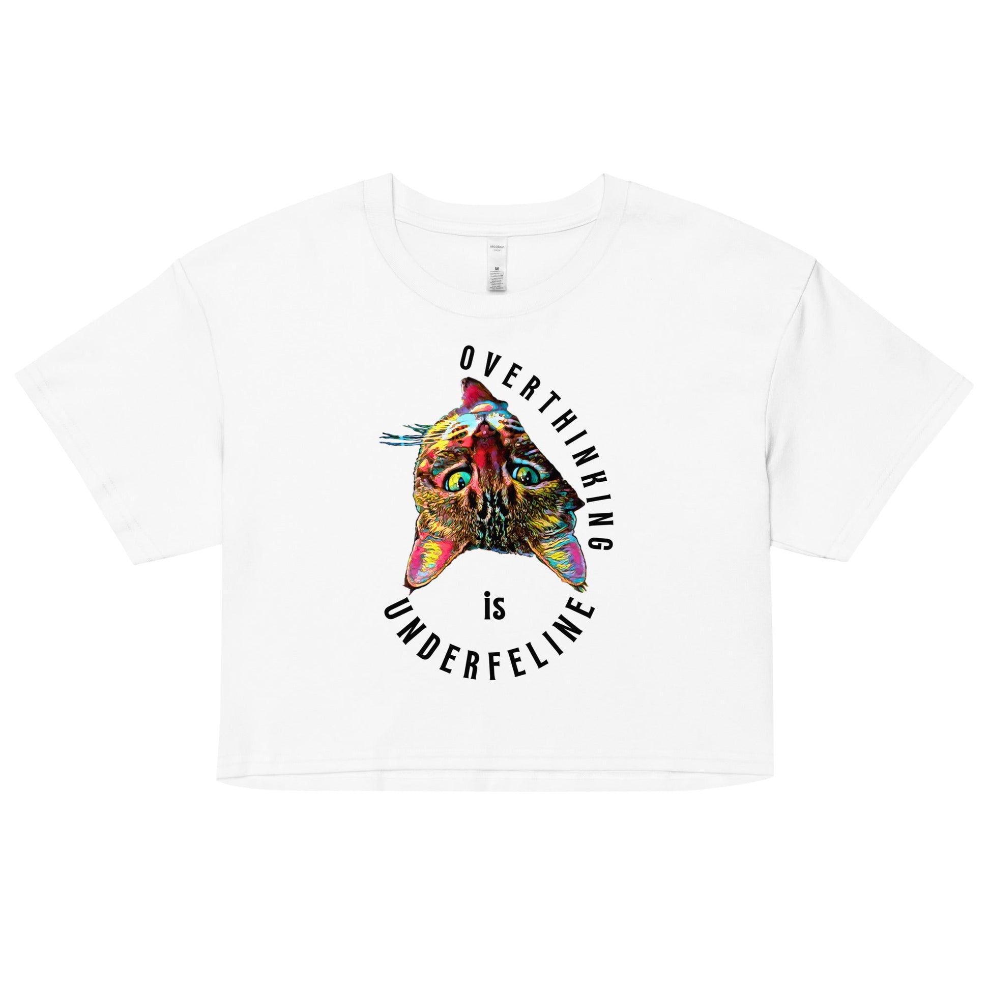 Overthinking is Underfeline Women’s Crop Top - My Social Cat Bonafide Boutique LLCOverthinking is Underfeline Women’s Crop Topcrop topMy Social Cat Bonafide Boutique LLCWhiteXScatcrop