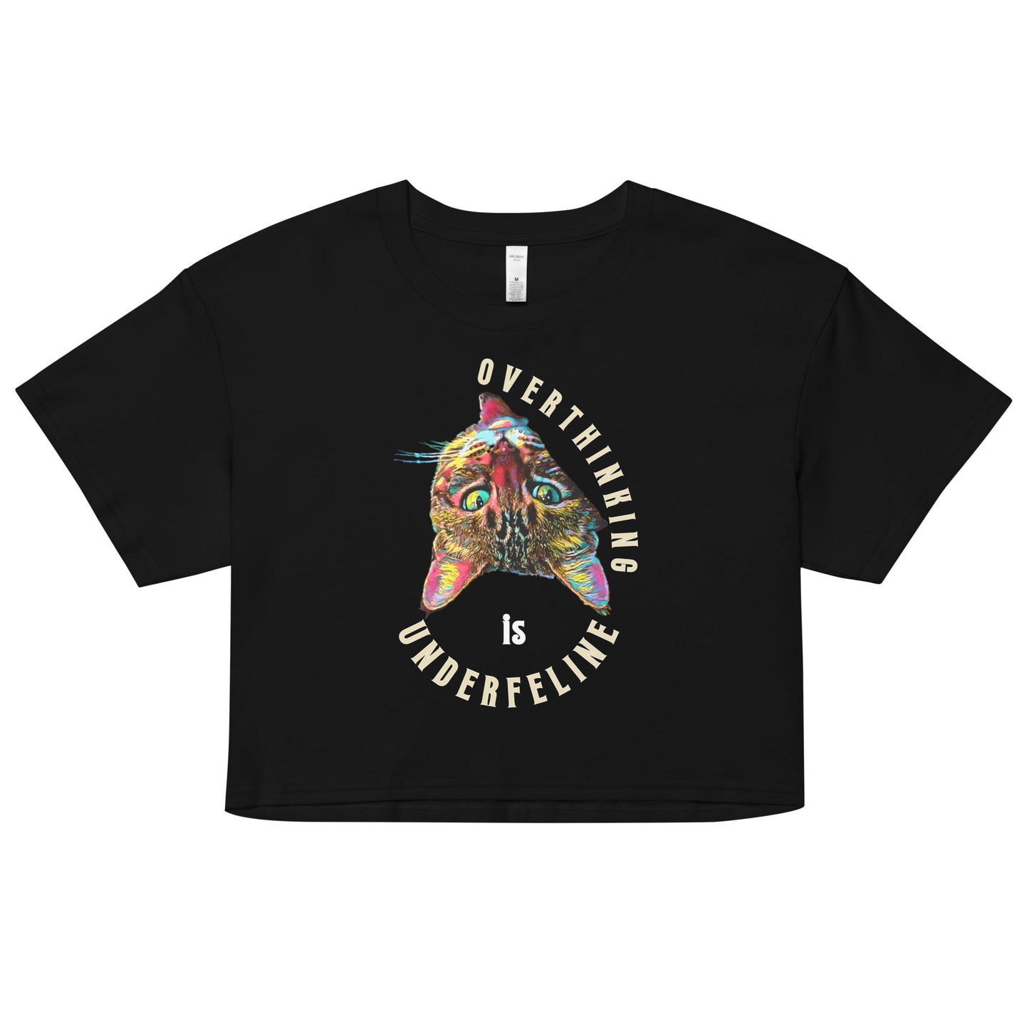 Overthinking is Underfeline Women’s Crop Top - My Social Cat Bonafide Boutique LLCOverthinking is Underfeline Women’s Crop Topcrop topMy Social Cat Bonafide Boutique LLCBlackXScatcrop