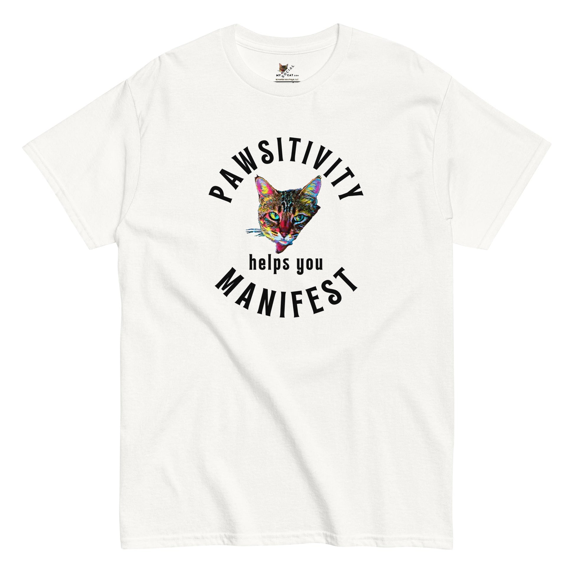 Pawsitivity Helps You Manifest Unisex Classic Tee - My Social Cat Bonafide Boutique LLCPawsitivity Helps You Manifest Unisex Classic TeeT-shirtMy Social Cat Bonafide Boutique LLCWhiteScatmanifest