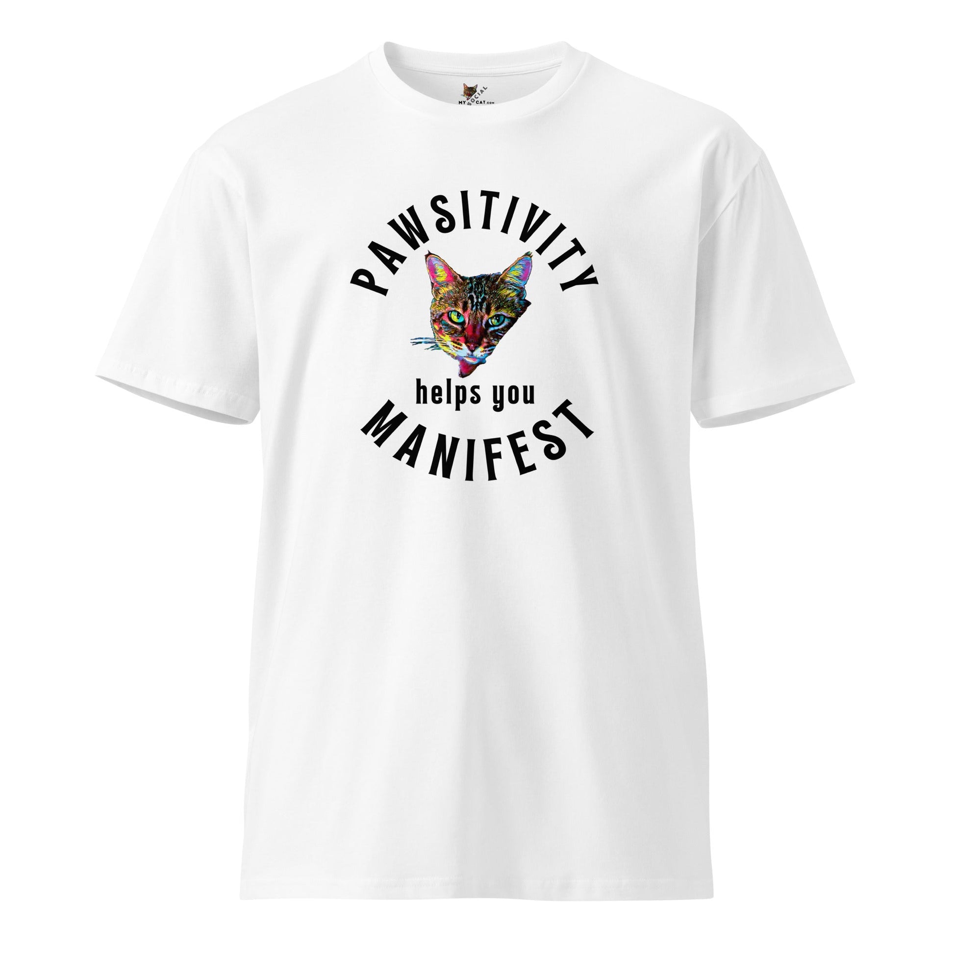 Pawsitivity Helps You Manifest Unisex Premium Tee - My Social Cat Bonafide Boutique LLCPawsitivity Helps You Manifest Unisex Premium TeeT-shirtMy Social Cat Bonafide Boutique LLCWhiteScatmanifest
