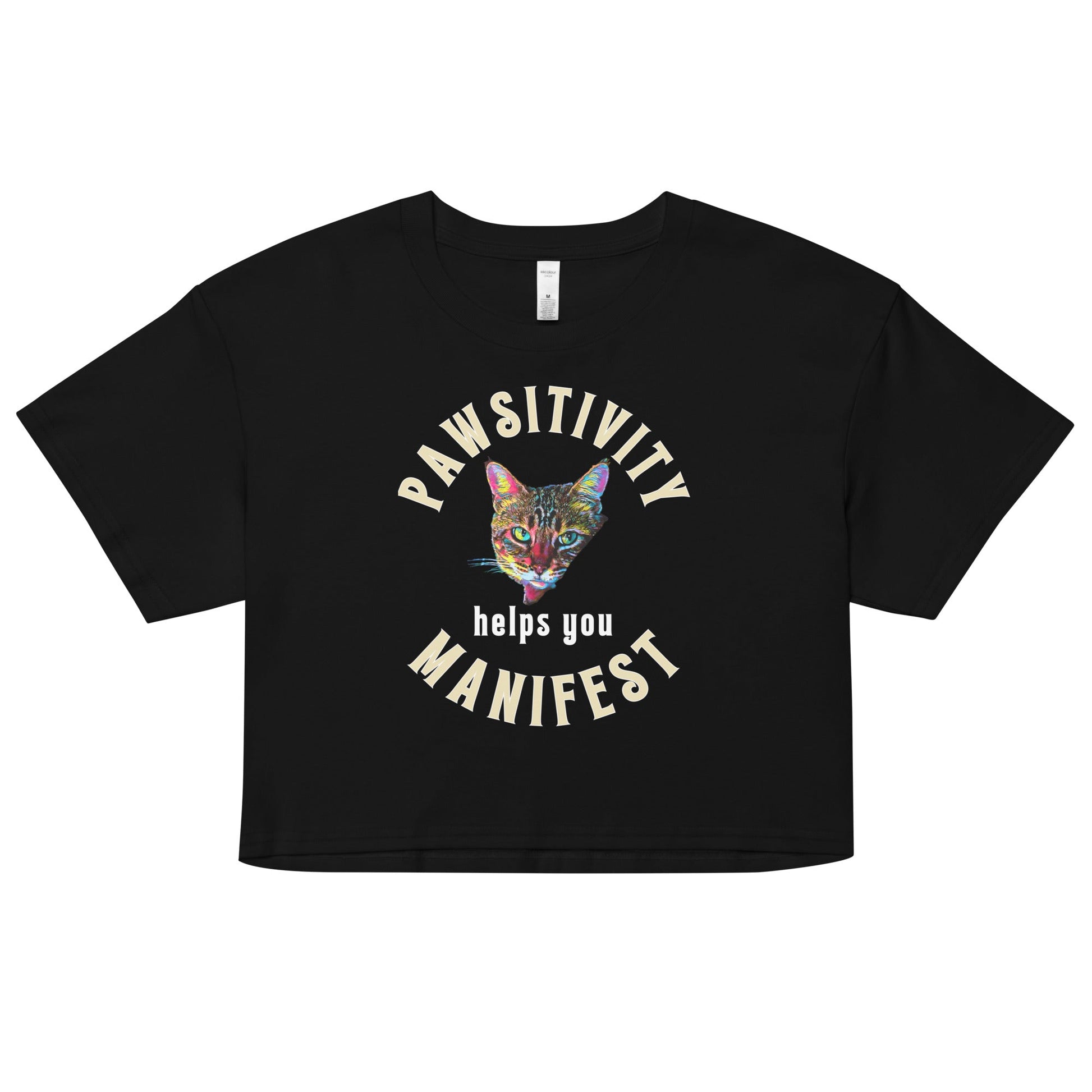 Pawsitivity Helps You Manifest Women’s crop top - My Social Cat Bonafide Boutique LLCPawsitivity Helps You Manifest Women’s crop topcrop topMy Social Cat Bonafide Boutique LLCBlackXScatcrop