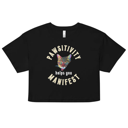 Pawsitivity Helps You Manifest Women’s crop top - My Social Cat Bonafide Boutique LLCPawsitivity Helps You Manifest Women’s crop topcrop topMy Social Cat Bonafide Boutique LLCBlackXScatcrop