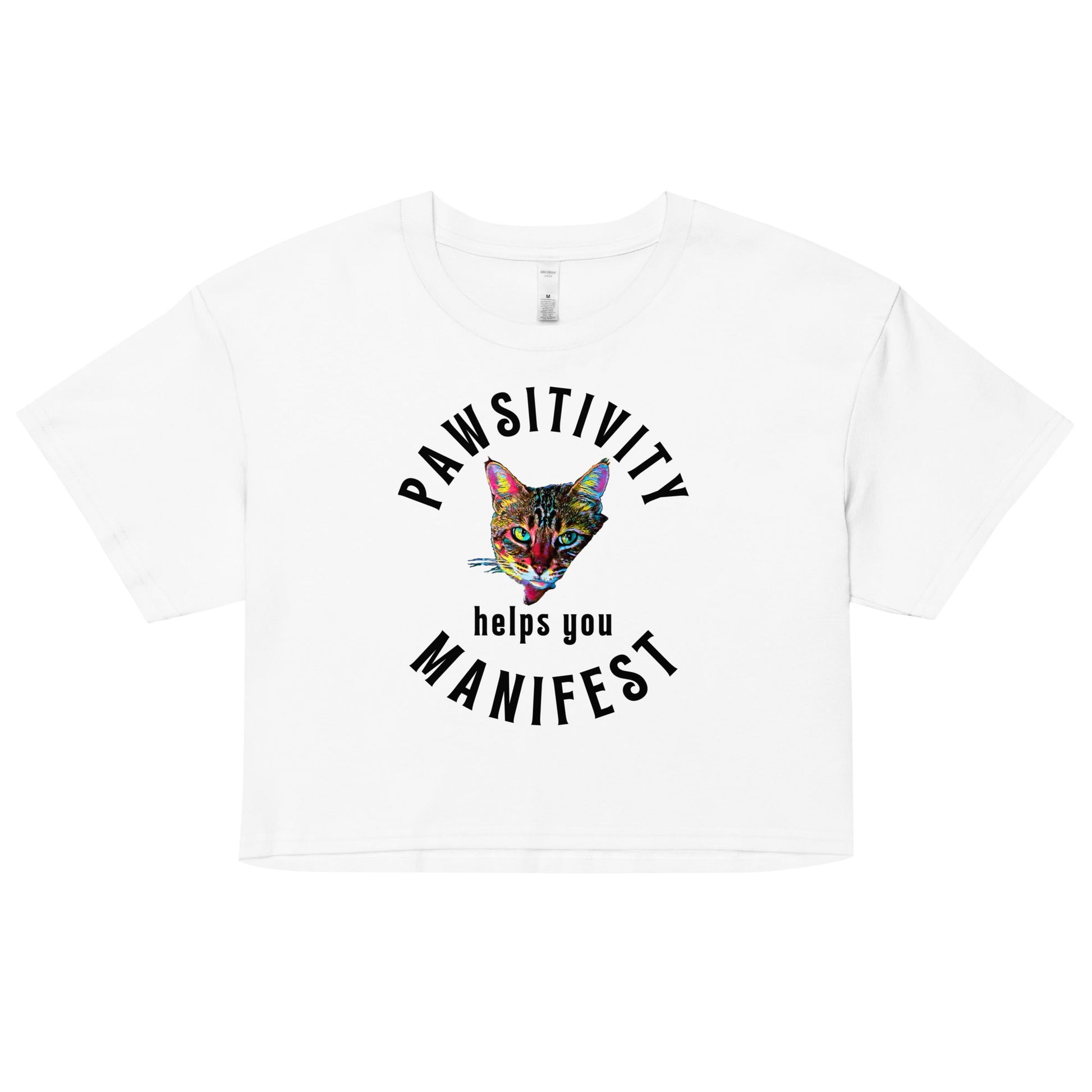 Pawsitivity Helps You Manifest Women’s crop top - My Social Cat Bonafide Boutique LLCPawsitivity Helps You Manifest Women’s crop topcrop topMy Social Cat Bonafide Boutique LLCWhiteXScatcrop