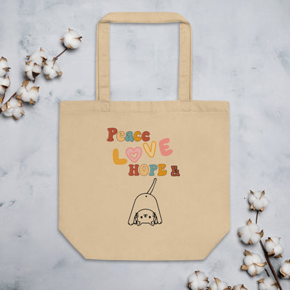 Peace Love Hope Eco Tote Bag - My Social Cat Bonafide Boutique LLCPeace Love Hope Eco Tote BagtoteMy Social Cat Bonafide Boutique LLCOysterbagcats