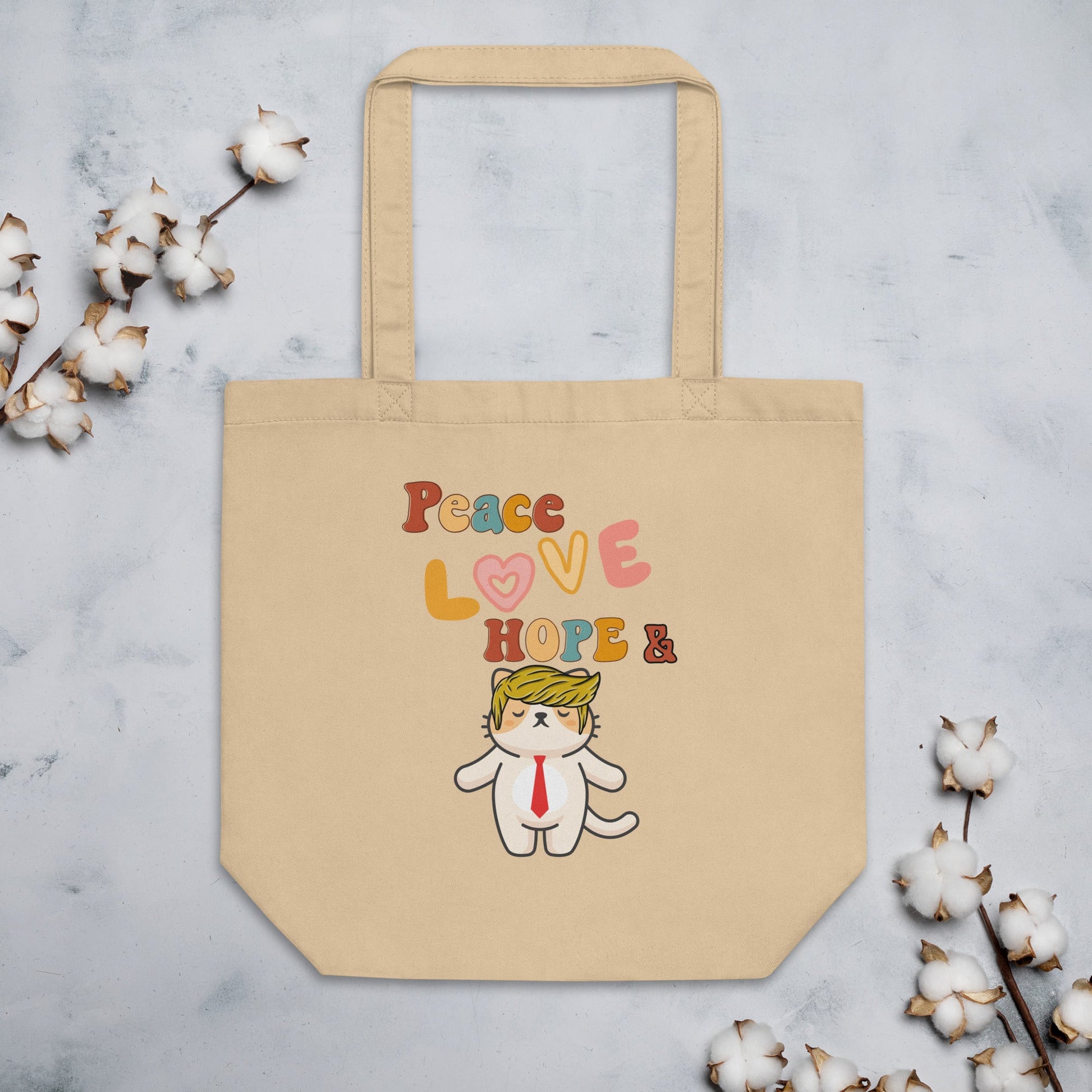 Peace Love Hope Organic Eco Tote Bag - My Social Cat Bonafide Boutique LLCPeace Love Hope Organic Eco Tote BagtoteMy Social Cat Bonafide Boutique LLCbaghope