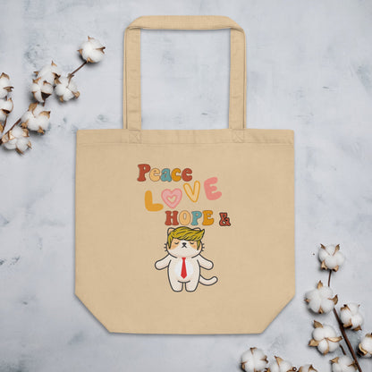 Peace Love Hope Organic Eco Tote Bag - My Social Cat Bonafide Boutique LLCPeace Love Hope Organic Eco Tote BagtoteMy Social Cat Bonafide Boutique LLCbaghope