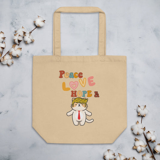 Peace Love Hope Organic Eco Tote Bag - My Social Cat Bonafide Boutique LLCPeace Love Hope Organic Eco Tote BagtoteMy Social Cat Bonafide Boutique LLCbaghope