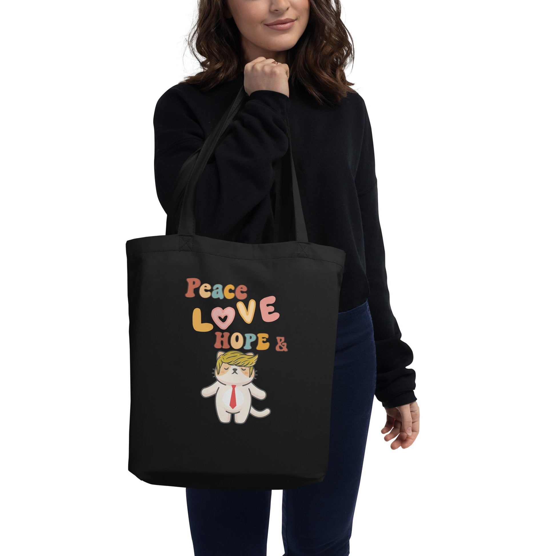Peace Love Hope Organic Eco Tote Bag - My Social Cat Bonafide Boutique LLCPeace Love Hope Organic Eco Tote BagtoteMy Social Cat Bonafide Boutique LLCbaghope