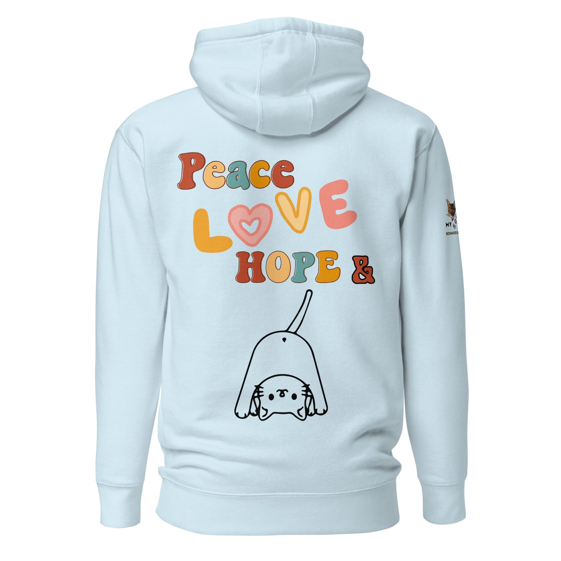 Peace Love Hope Unisex Hoodie - My Social Cat Bonafide Boutique LLCPeace Love Hope Unisex HoodieHooded sweatshirtMy Social Cat Bonafide Boutique LLCSky BlueScatscotton