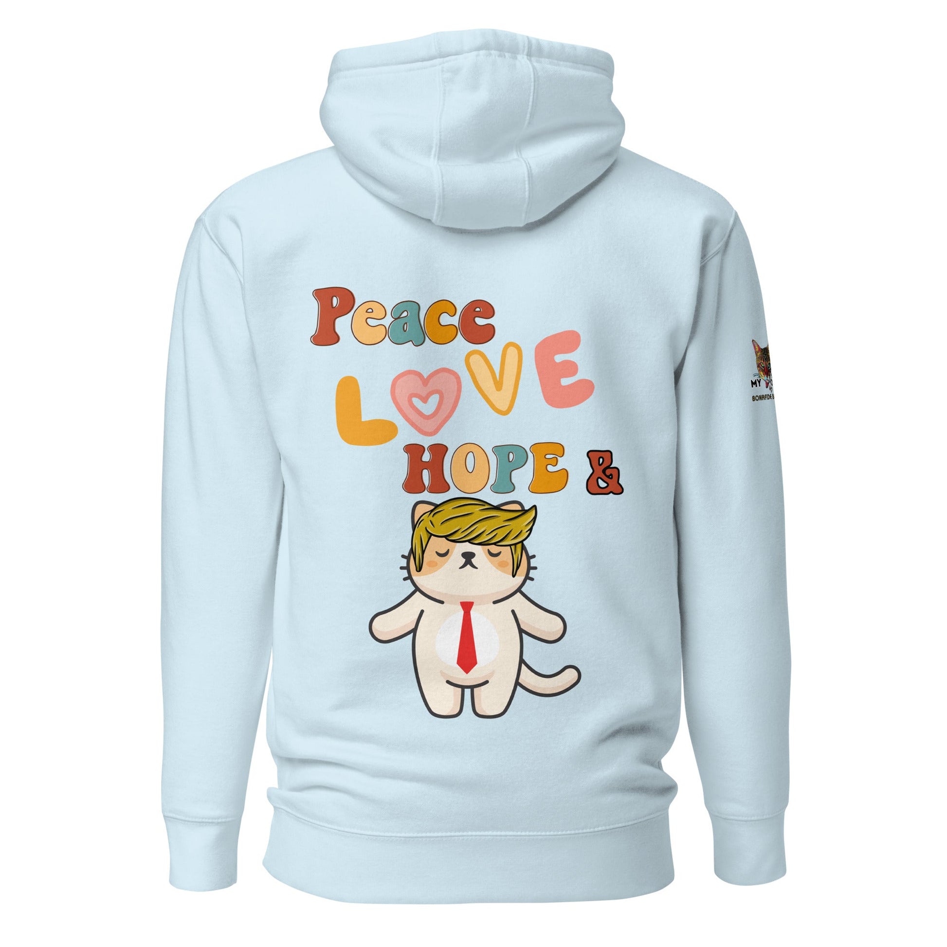 Peace Love Hope Unisex Hoodie - My Social Cat Bonafide Boutique LLCPeace Love Hope Unisex HoodieHooded sweatshirtMy Social Cat Bonafide Boutique LLCSky BlueShoodiehope