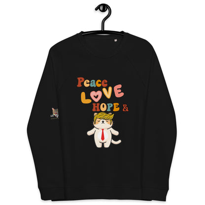 Peace Love Hope Unisex Organic Plush Sweatshirt - My Social Cat Bonafide Boutique LLCPeace Love Hope Unisex Organic Plush SweatshirtSweatshirtMy Social Cat Bonafide Boutique LLCBlackXShopelove