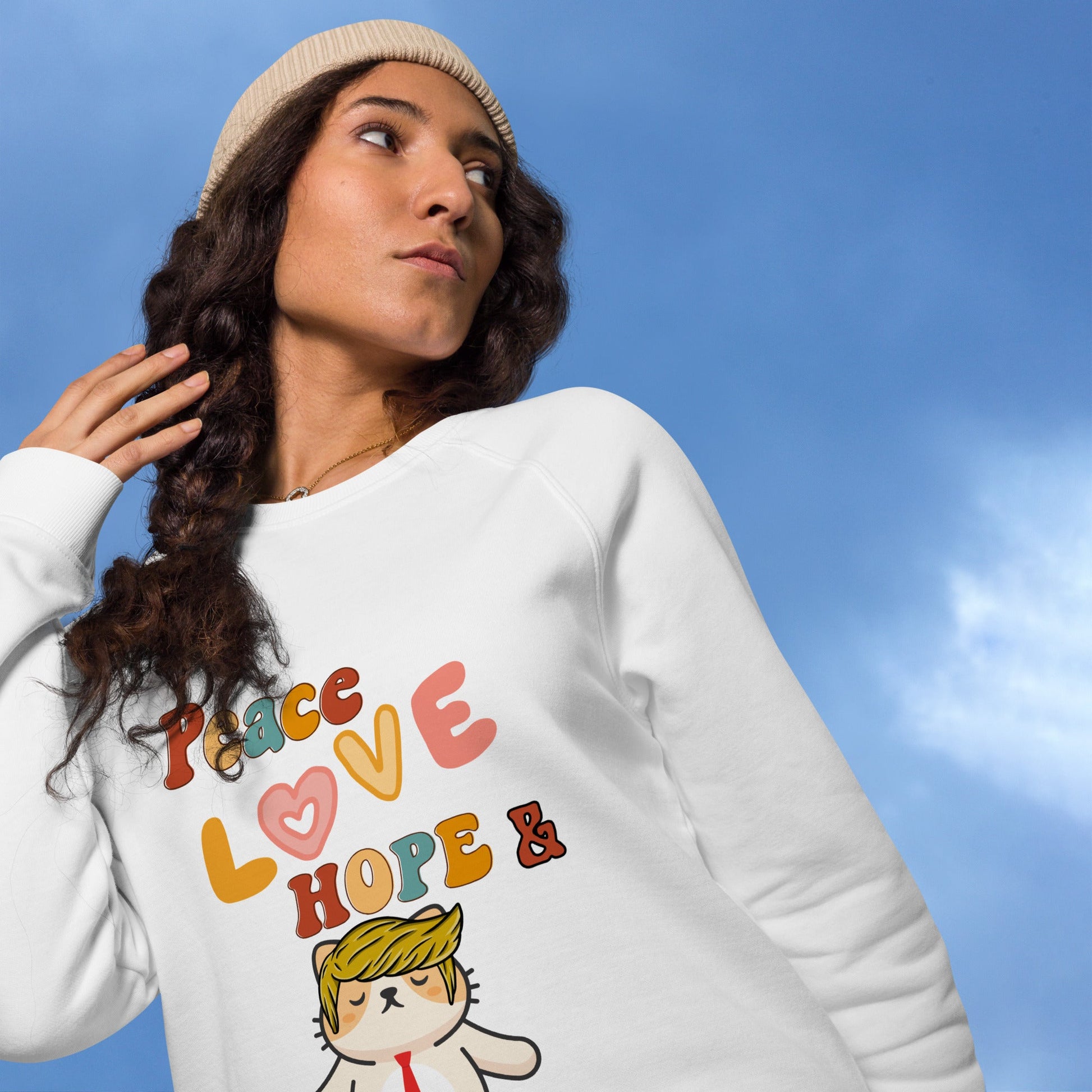 Peace Love Hope Unisex Organic Plush Sweatshirt - My Social Cat Bonafide Boutique LLCPeace Love Hope Unisex Organic Plush SweatshirtSweatshirtMy Social Cat Bonafide Boutique LLCCharcoal MelangeXShopelove