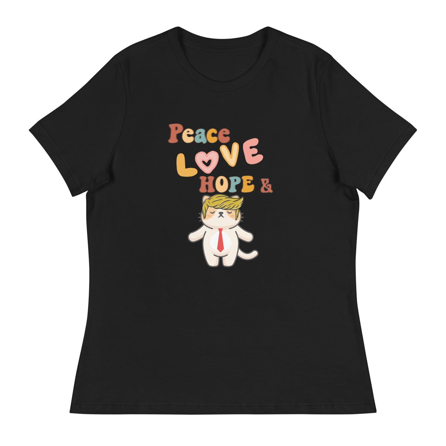 Peace Love Hope Women's Relaxed Tee - My Social Cat Bonafide Boutique LLCPeace Love Hope Women's Relaxed TeeT - shirtMy Social Cat Bonafide Boutique LLCBlackShopelove