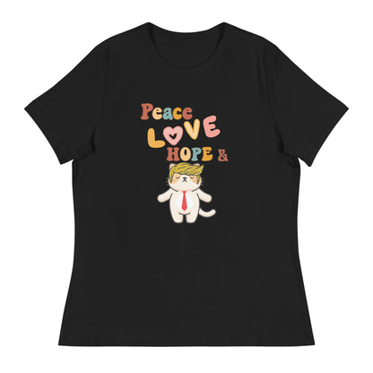 Peace Love Hope Women's Relaxed Tee - My Social Cat Bonafide Boutique LLCPeace Love Hope Women's Relaxed TeeT - shirtMy Social Cat Bonafide Boutique LLCBlackShopelove