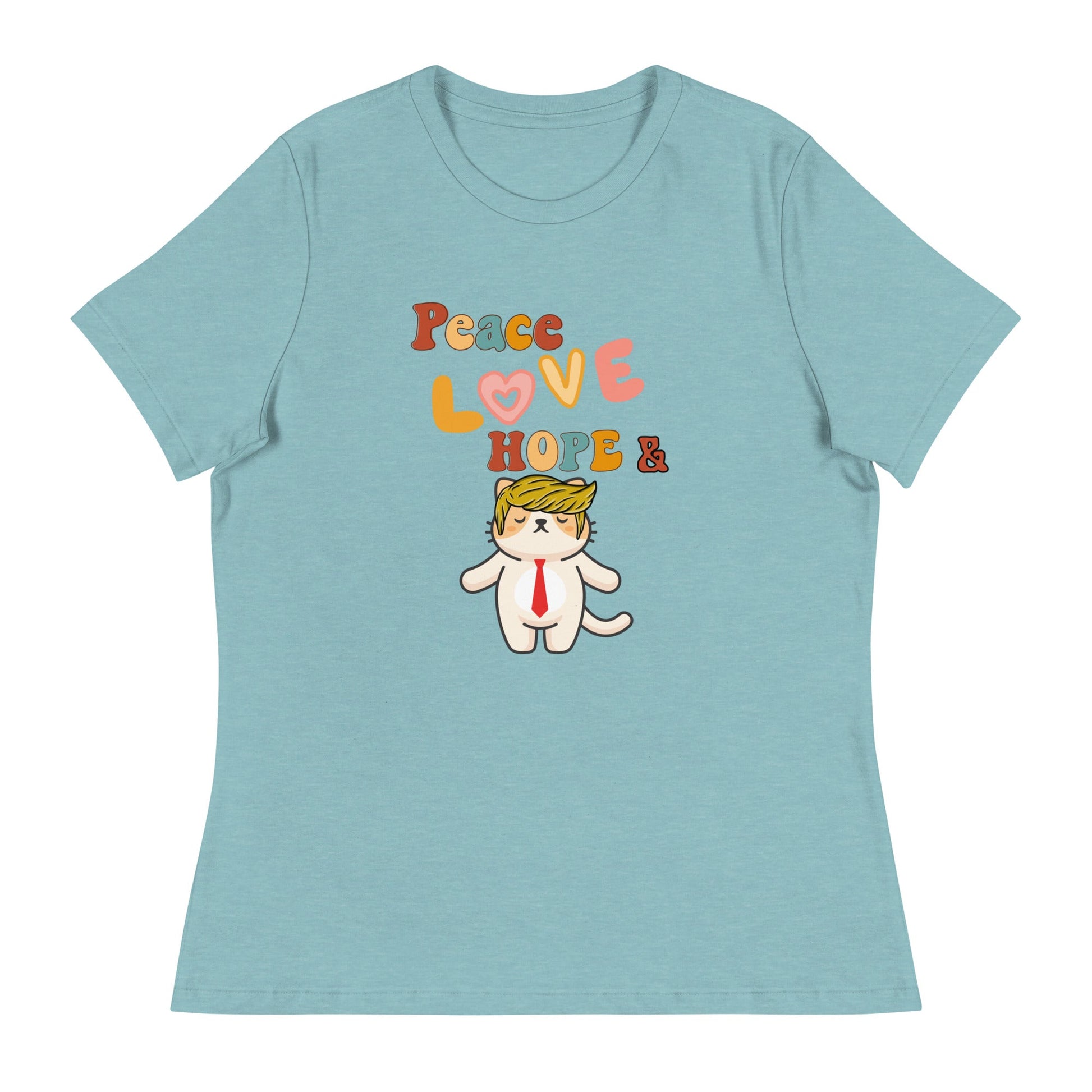 Peace Love Hope Women's Relaxed Tee - My Social Cat Bonafide Boutique LLCPeace Love Hope Women's Relaxed TeeT - shirtMy Social Cat Bonafide Boutique LLCHeather Blue LagoonShopelove