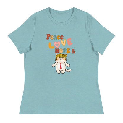 Peace Love Hope Women's Relaxed Tee - My Social Cat Bonafide Boutique LLCPeace Love Hope Women's Relaxed TeeT - shirtMy Social Cat Bonafide Boutique LLCHeather Blue LagoonShopelove