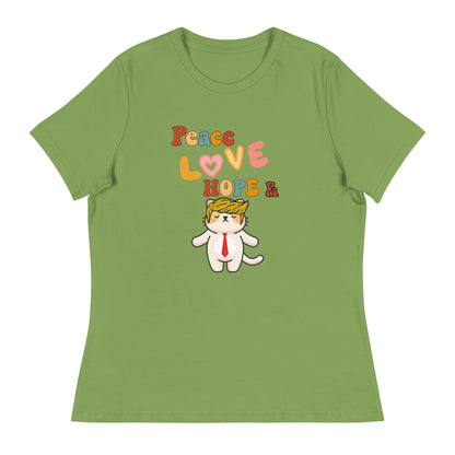 Peace Love Hope Women's Relaxed Tee - My Social Cat Bonafide Boutique LLCPeace Love Hope Women's Relaxed TeeT - shirtMy Social Cat Bonafide Boutique LLCLeafShopelove