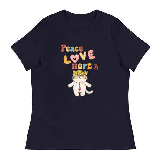 Peace Love Hope Women's Relaxed Tee - My Social Cat Bonafide Boutique LLCPeace Love Hope Women's Relaxed TeeT - shirtMy Social Cat Bonafide Boutique LLCNavyShopelove