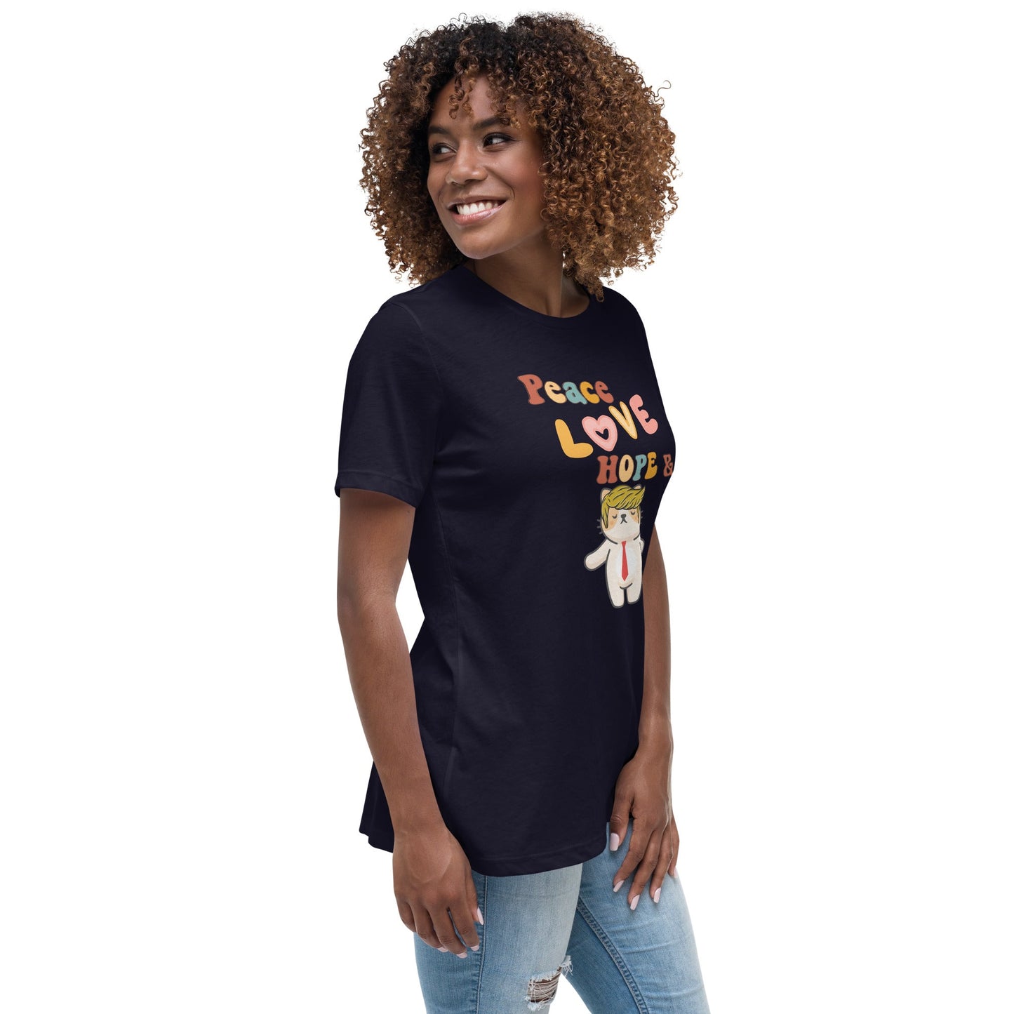 Peace Love Hope Women's Relaxed Tee - My Social Cat Bonafide Boutique LLCPeace Love Hope Women's Relaxed TeeT - shirtMy Social Cat Bonafide Boutique LLCNavyShopelove