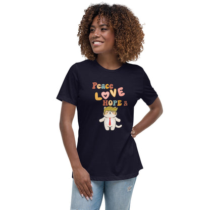 Peace Love Hope Women's Relaxed Tee - My Social Cat Bonafide Boutique LLCPeace Love Hope Women's Relaxed TeeT - shirtMy Social Cat Bonafide Boutique LLCNavyShopelove