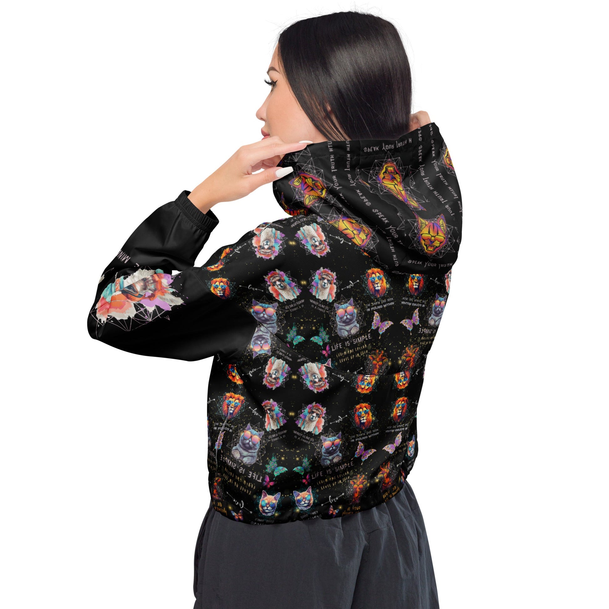 Practice Mindfulness Women’s Cropped Windbreaker (black) - My Social Cat Bonafide Boutique LLCPractice Mindfulness Women’s Cropped Windbreaker (black)WindbreakerMy Social Cat Bonafide Boutique LLCXShoodiemindfulness