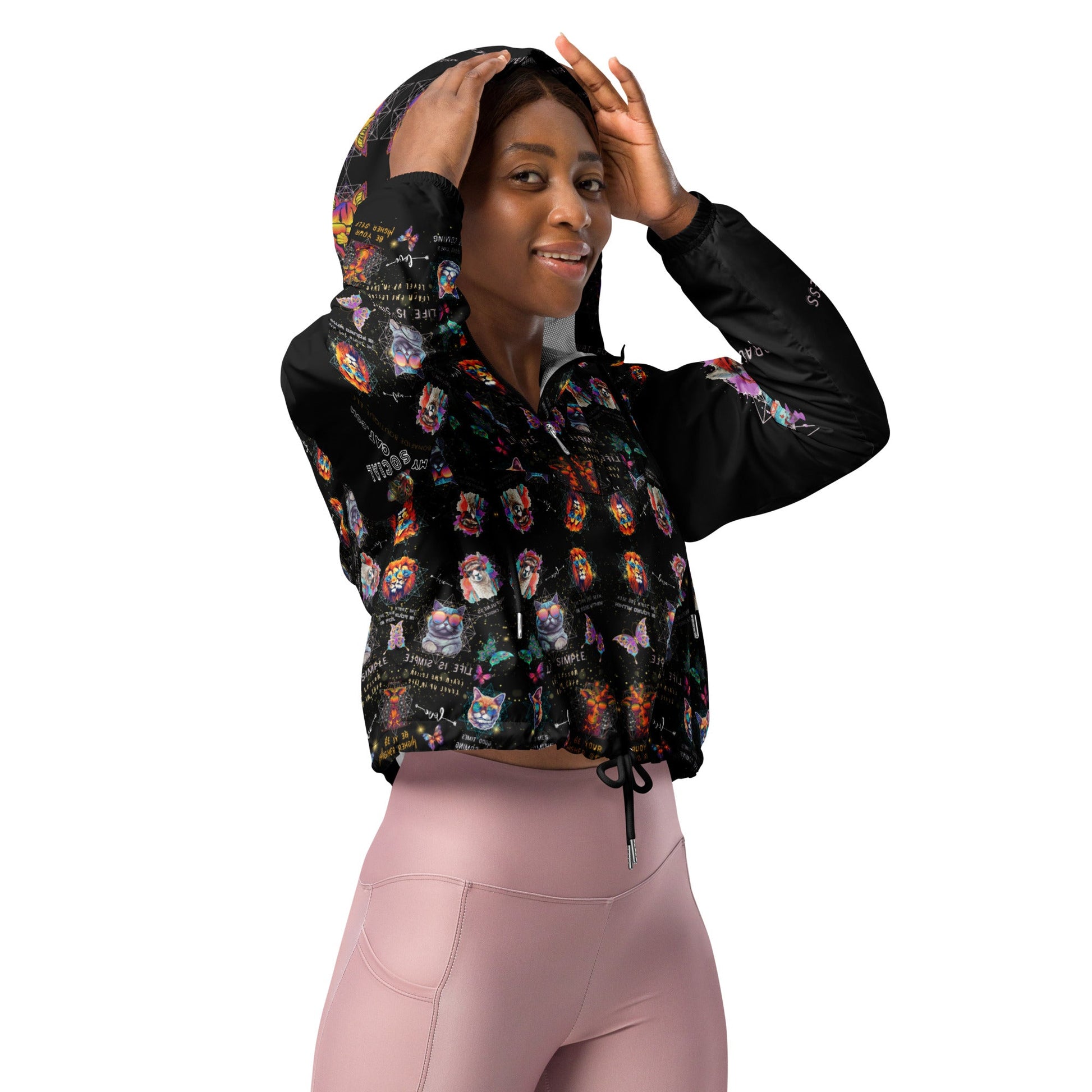 Practice Mindfulness Women’s Cropped Windbreaker (black) - My Social Cat Bonafide Boutique LLCPractice Mindfulness Women’s Cropped Windbreaker (black)WindbreakerMy Social Cat Bonafide Boutique LLCXShoodiemindfulness