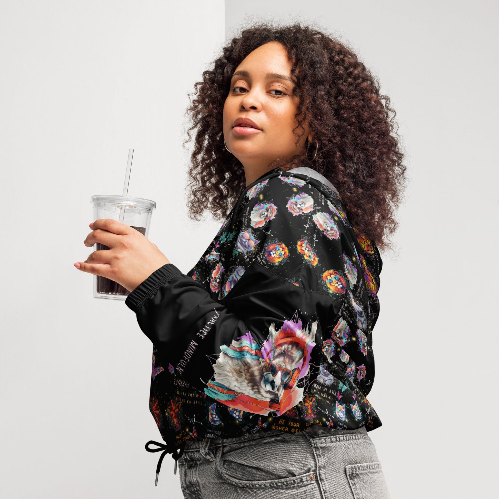 Practice Mindfulness Women’s Cropped Windbreaker (black) - My Social Cat Bonafide Boutique LLCPractice Mindfulness Women’s Cropped Windbreaker (black)WindbreakerMy Social Cat Bonafide Boutique LLCXShoodiemindfulness