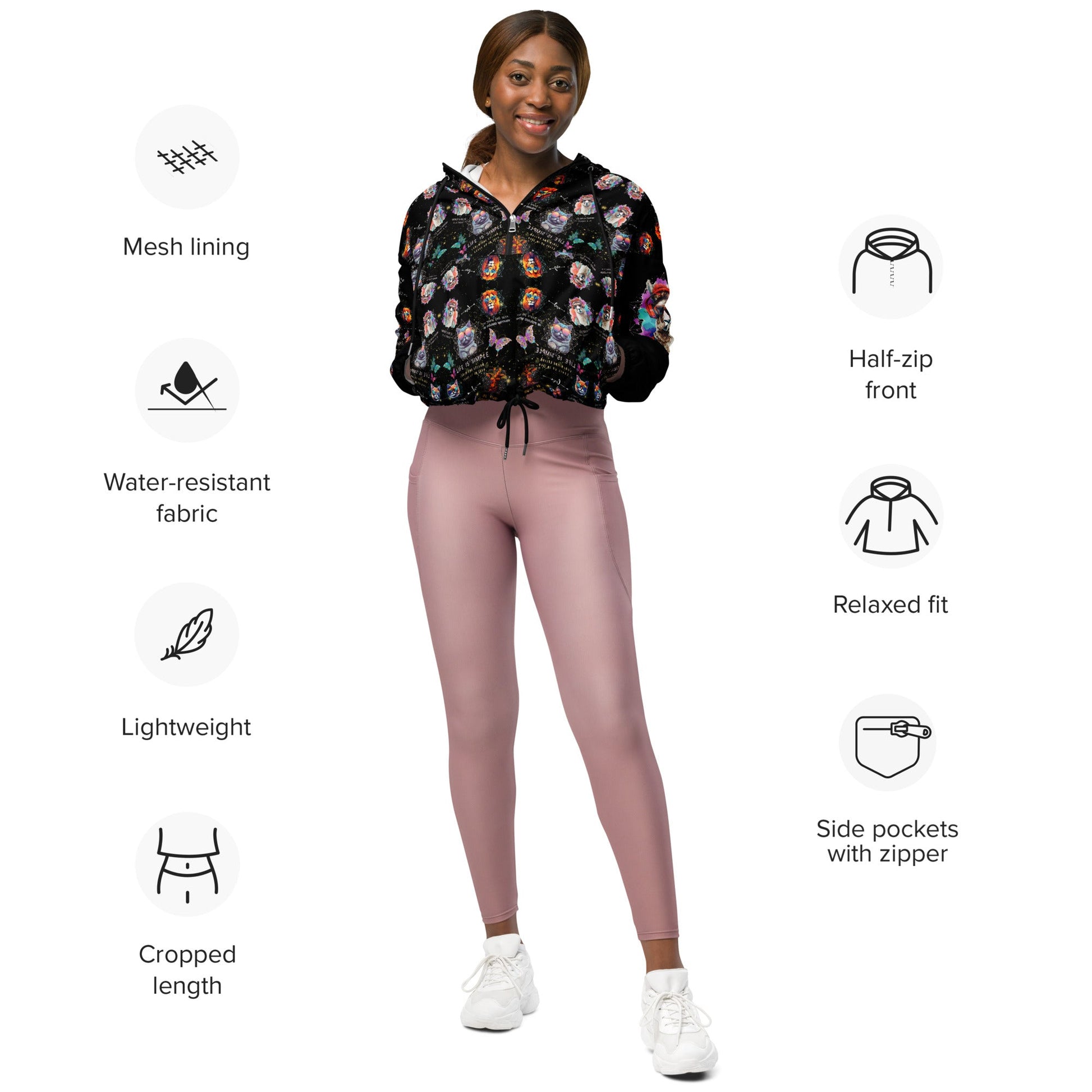 Practice Mindfulness Women’s Cropped Windbreaker (black) - My Social Cat Bonafide Boutique LLCPractice Mindfulness Women’s Cropped Windbreaker (black)WindbreakerMy Social Cat Bonafide Boutique LLCXShoodiemindfulness