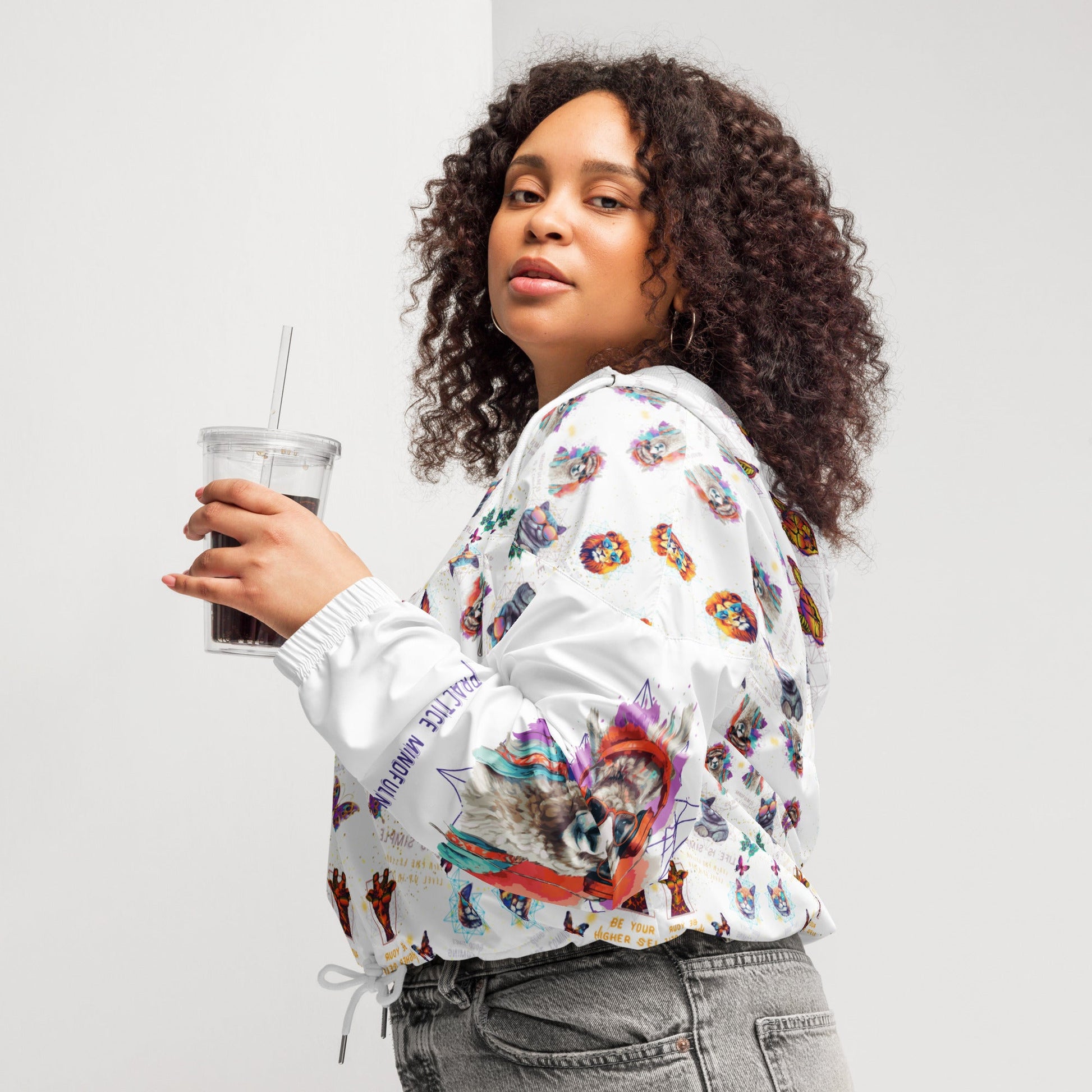 Practice Mindfulness Women’s Cropped Windbreaker (white) - My Social Cat Bonafide Boutique LLCPractice Mindfulness Women’s Cropped Windbreaker (white)WindbreakerMy Social Cat Bonafide Boutique LLCXShoodiemindfulness