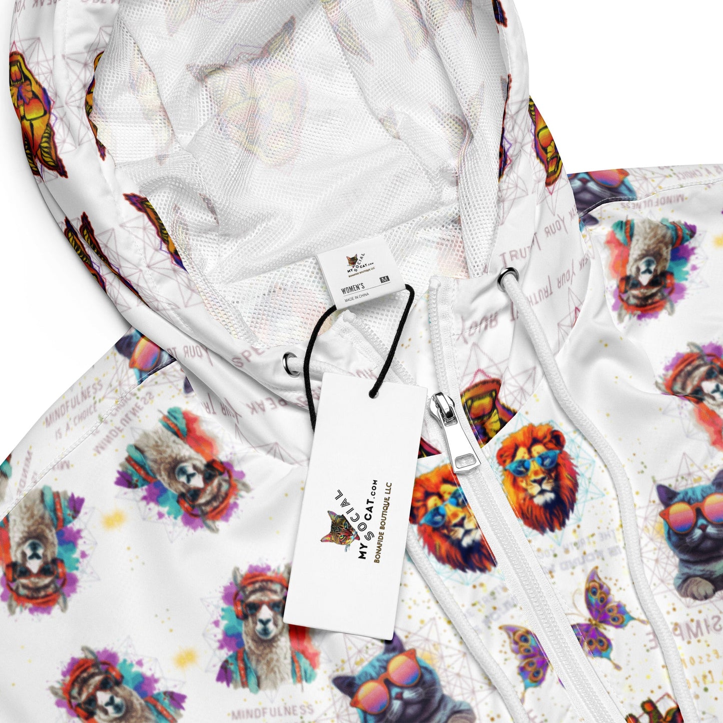 Practice Mindfulness Women’s Cropped Windbreaker (white) - My Social Cat Bonafide Boutique LLCPractice Mindfulness Women’s Cropped Windbreaker (white)WindbreakerMy Social Cat Bonafide Boutique LLCXShoodiemindfulness