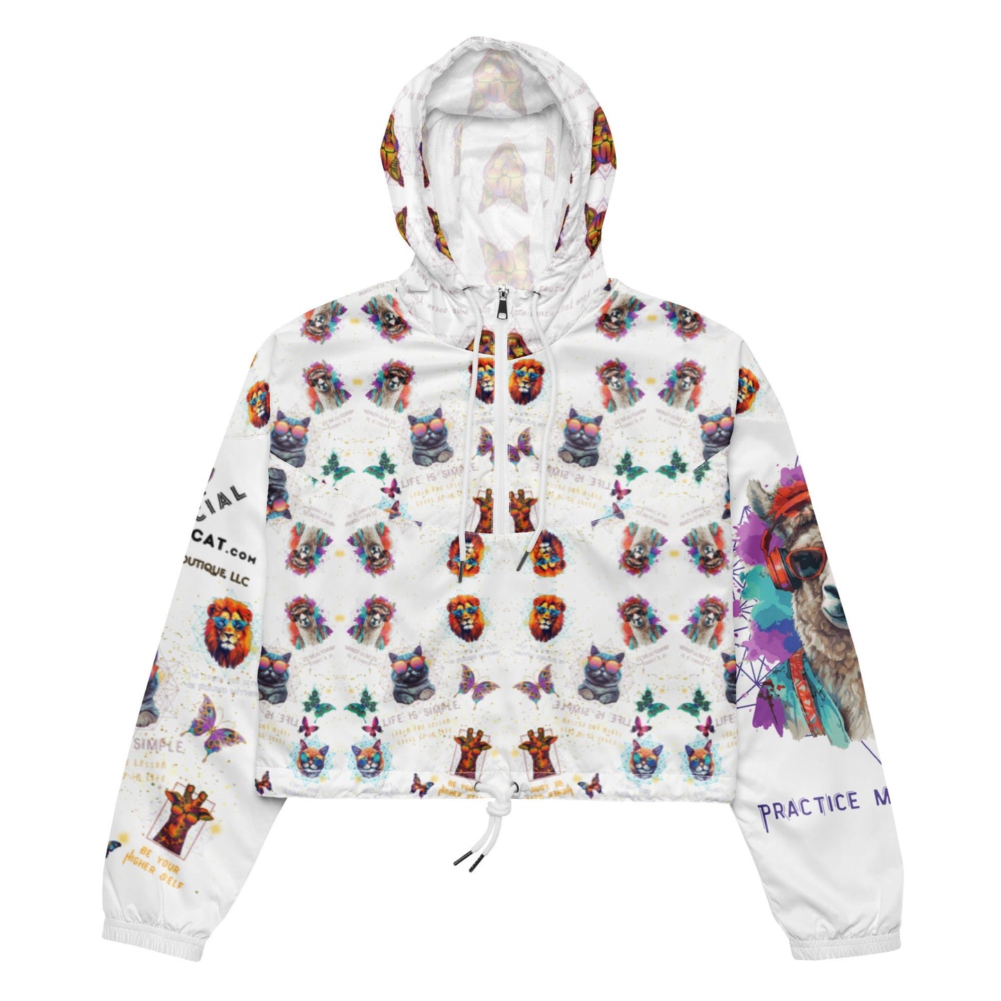 Practice Mindfulness Women’s Cropped Windbreaker (white) - My Social Cat Bonafide Boutique LLCPractice Mindfulness Women’s Cropped Windbreaker (white)WindbreakerMy Social Cat Bonafide Boutique LLCXShoodiemindfulness