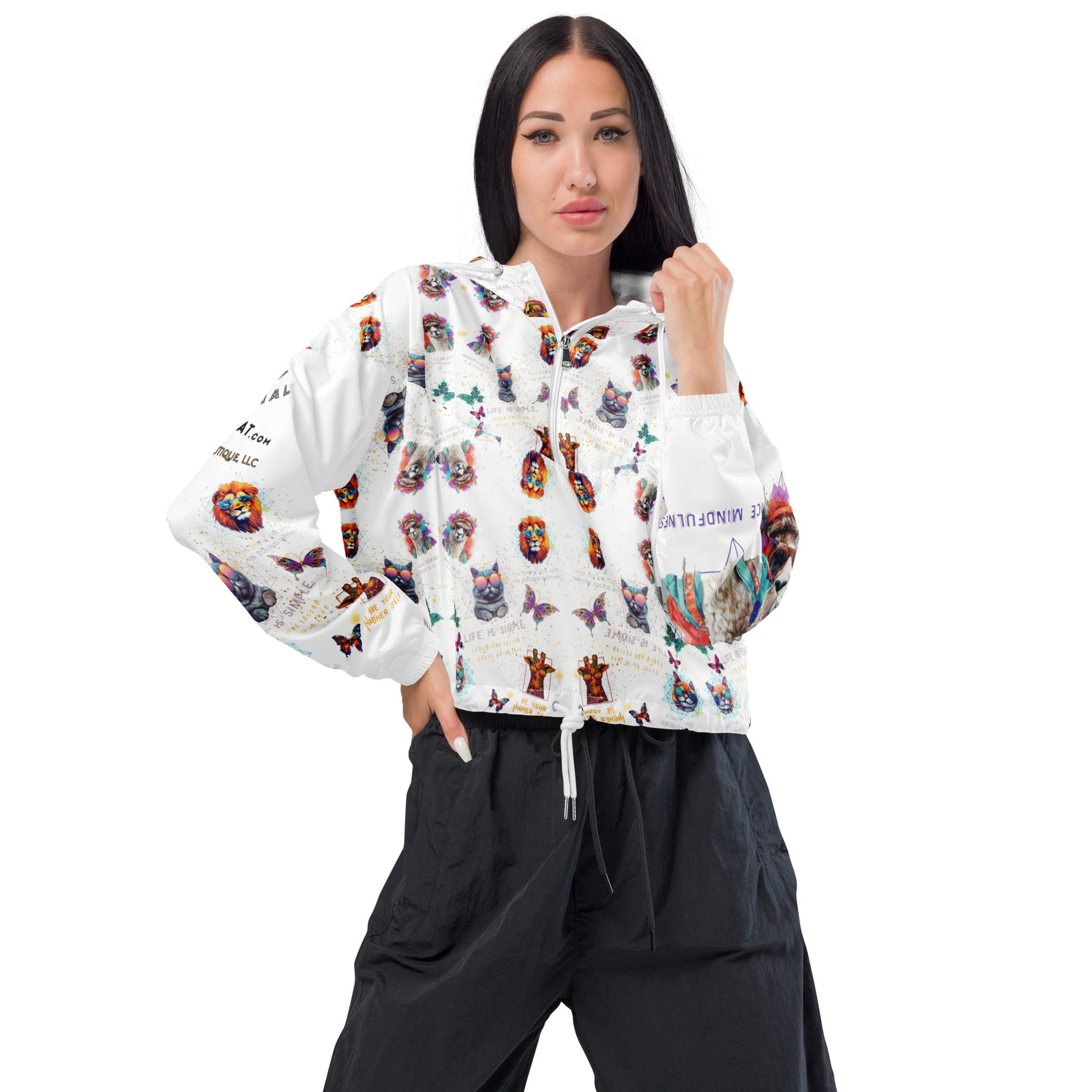 Practice Mindfulness Women’s Cropped Windbreaker (white) - My Social Cat Bonafide Boutique LLCPractice Mindfulness Women’s Cropped Windbreaker (white)WindbreakerMy Social Cat Bonafide Boutique LLCXShoodiemindfulness