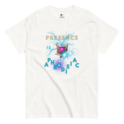 Presence is Aphrodisiac Unisex Classic Tee - My Social Cat Bonafide Boutique LLCPresence is Aphrodisiac Unisex Classic TeeT-shirtMy Social Cat Bonafide Boutique LLCWhiteSaphrodisiacclassic