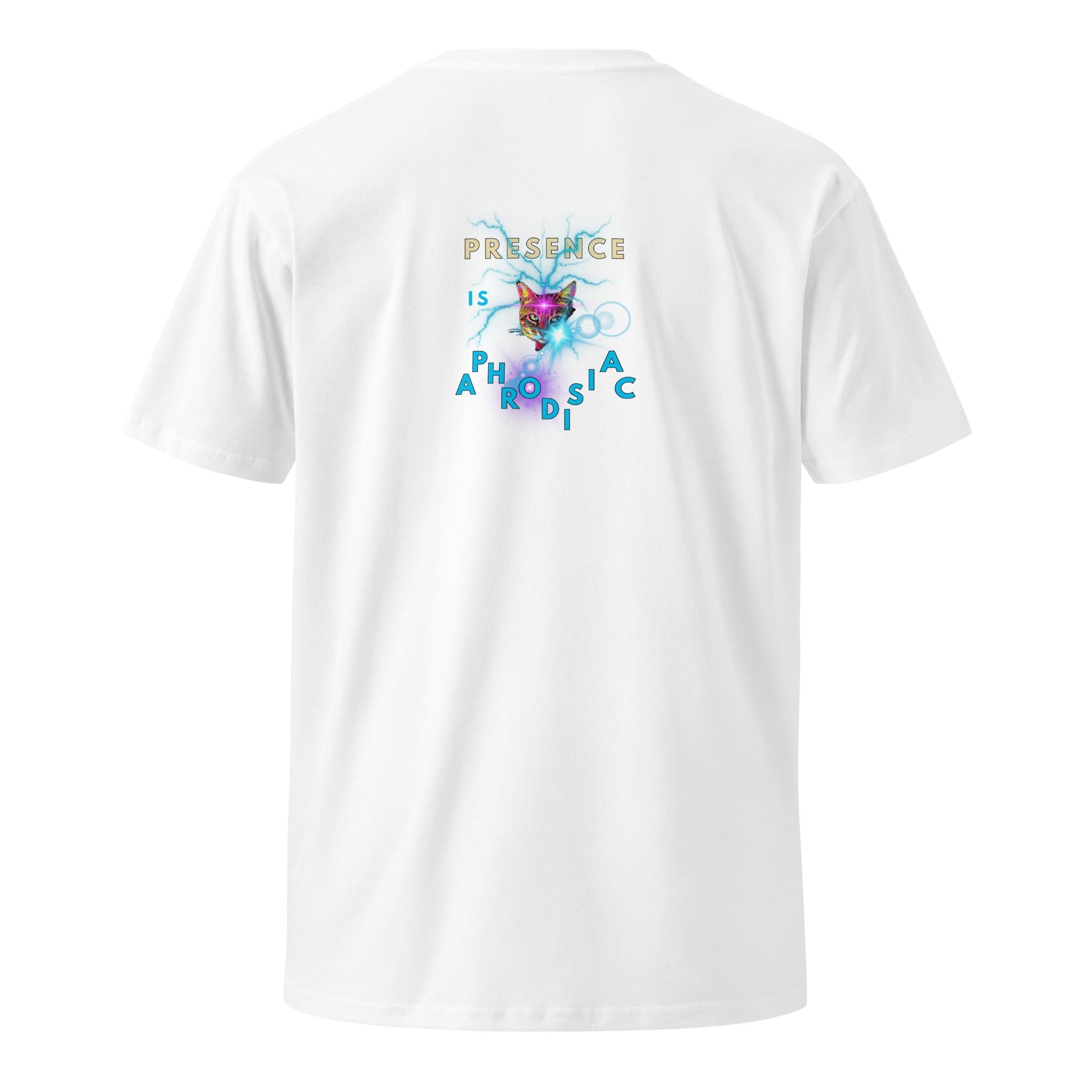 Presence is Aphrodisiac Unisex Premium Tee - My Social Cat Bonafide Boutique LLCPresence is Aphrodisiac Unisex Premium TeeT-shirtMy Social Cat Bonafide Boutique LLCWhiteSaphrodisiacpremium